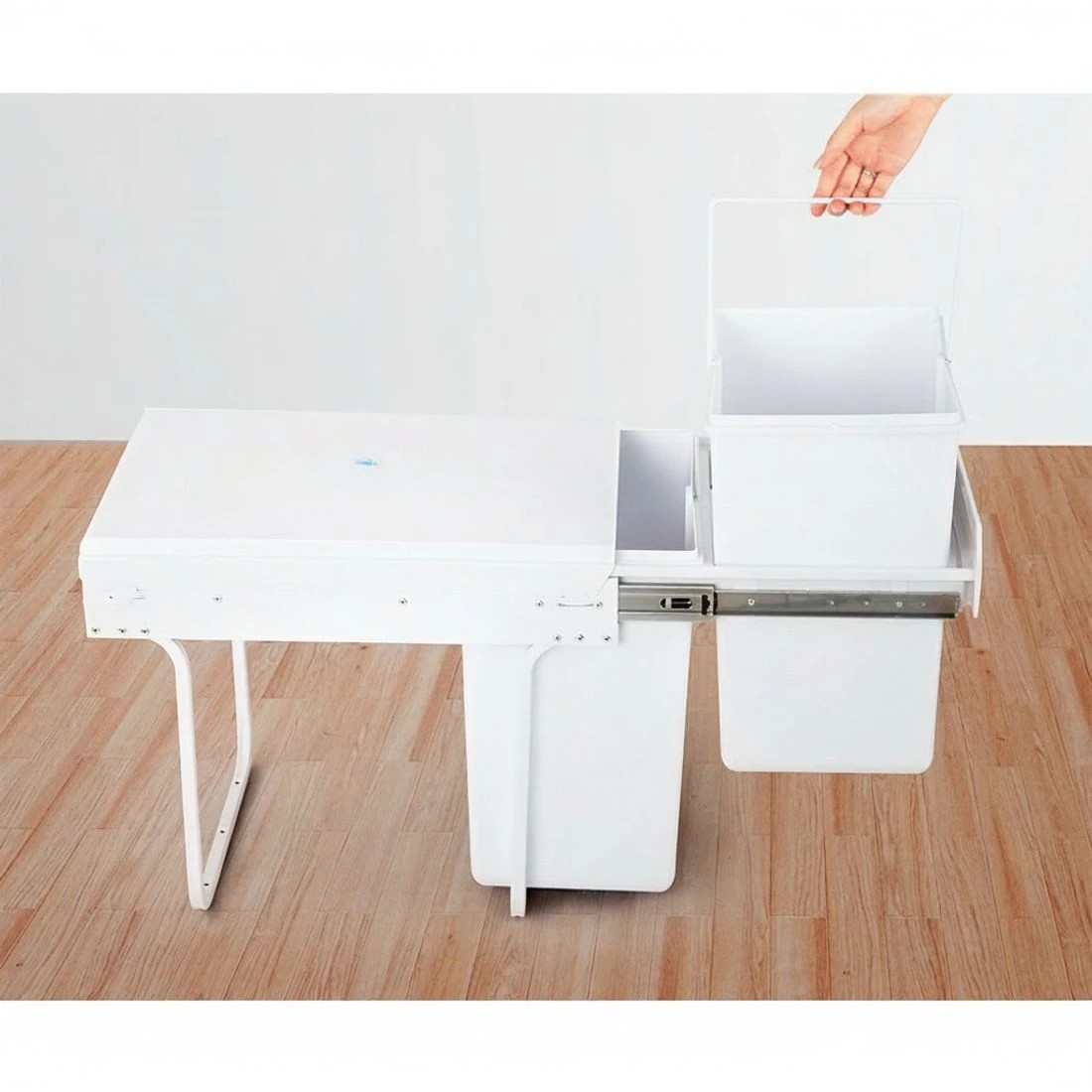 4 Cefito Pull Out Bin Kitchen Double Basket 2X20L - White, 4 of 7