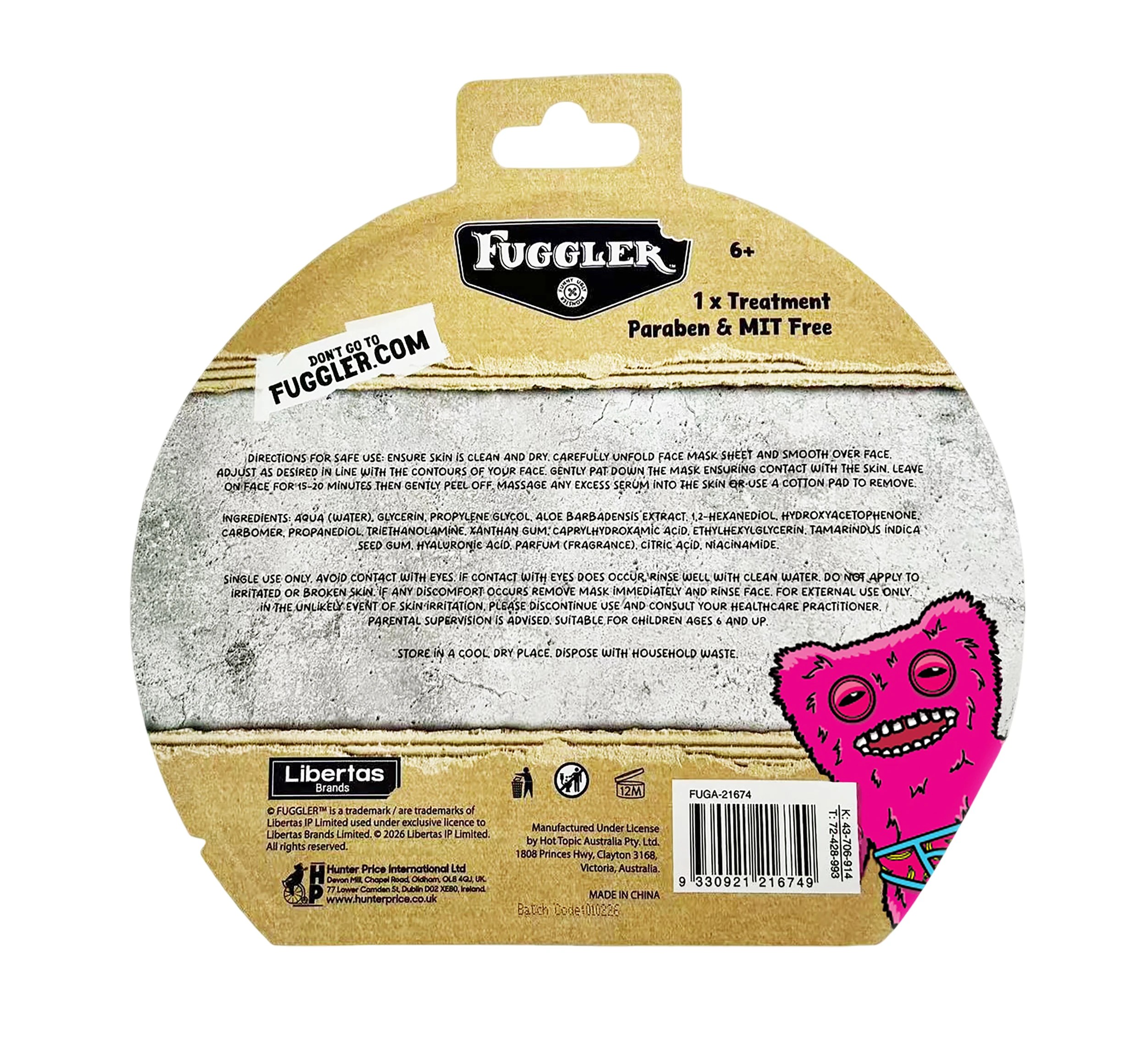 2 Fuggler Hydrating Pink Face Sheet Mask - Blueberry Scented, 2 of 2