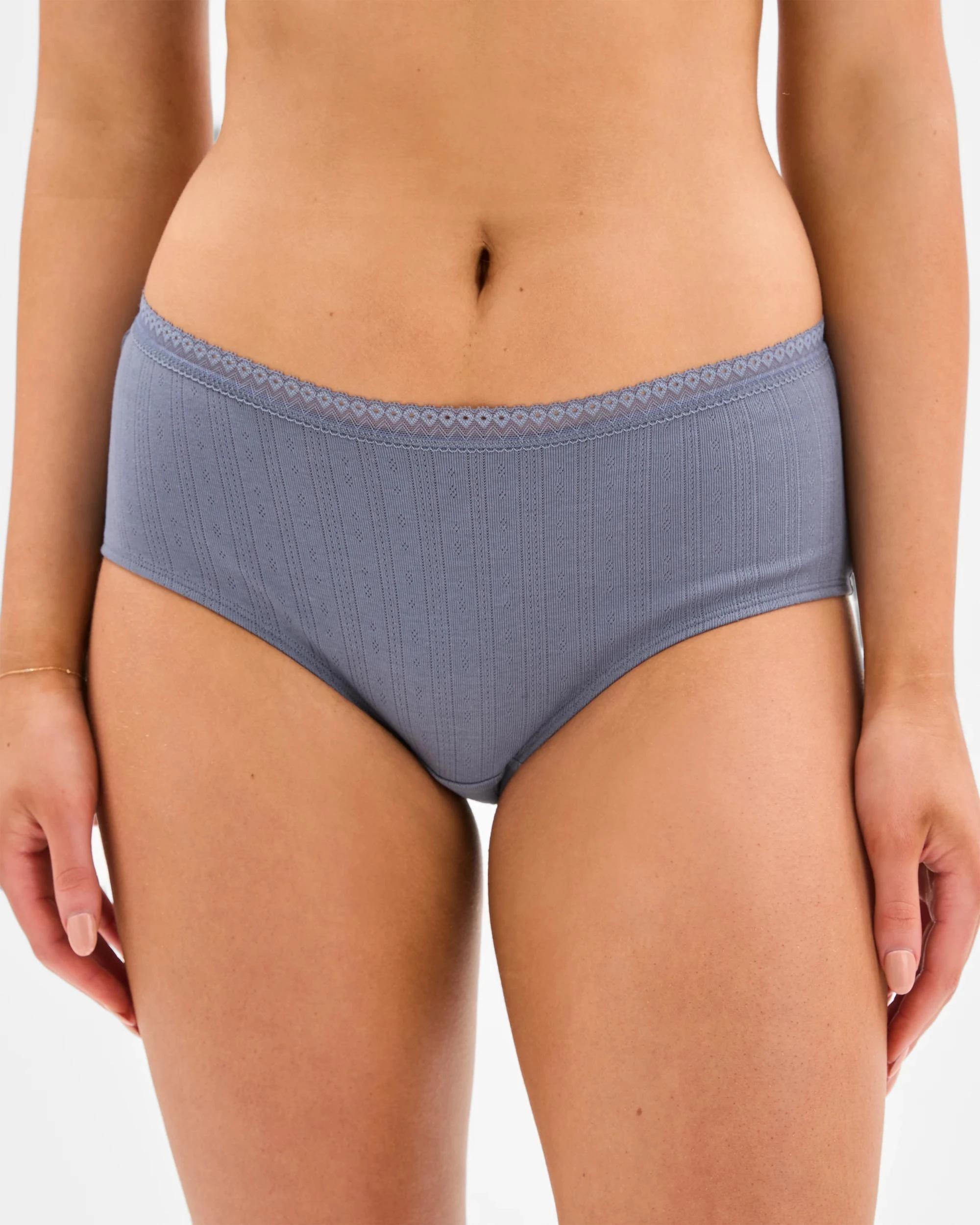 2 Lily Loves Australian Cotton 2 Pack Pointelle Boyleg Briefs FOLKSTONE GREY/GREEN MILIEU, 2 of 3