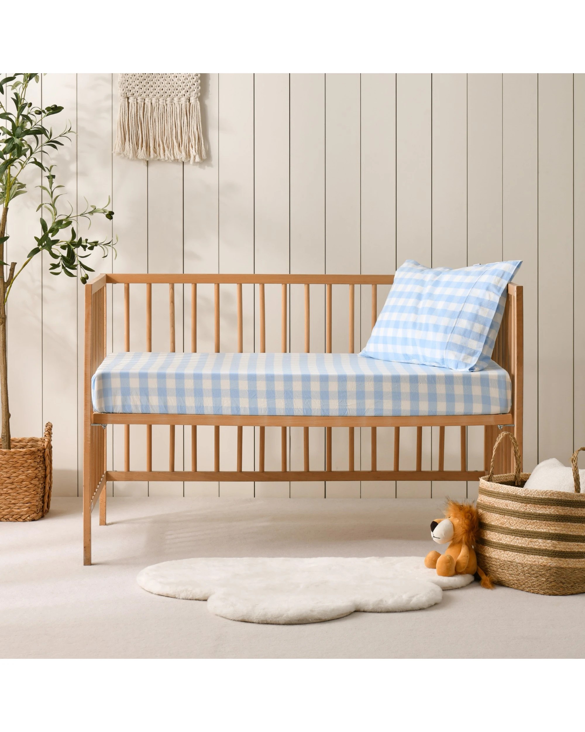 6 Dreamaker Baby Lola Washed Cotton Yarn Dyed Gingham Combo Set - COT Size - Sky, 6 of 7