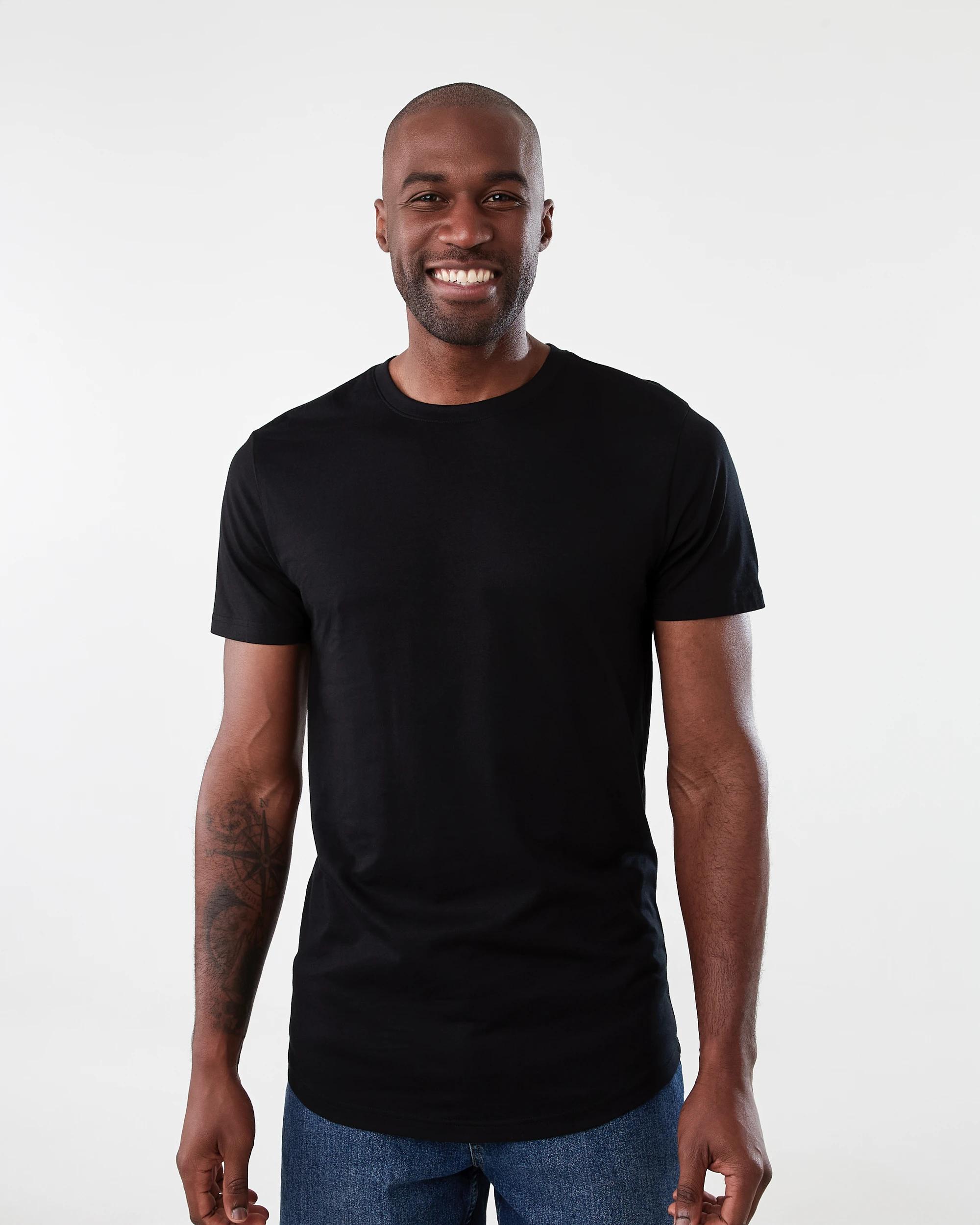 1 Australian Grown Cotton Longline T-shirt Black, 1 of 6