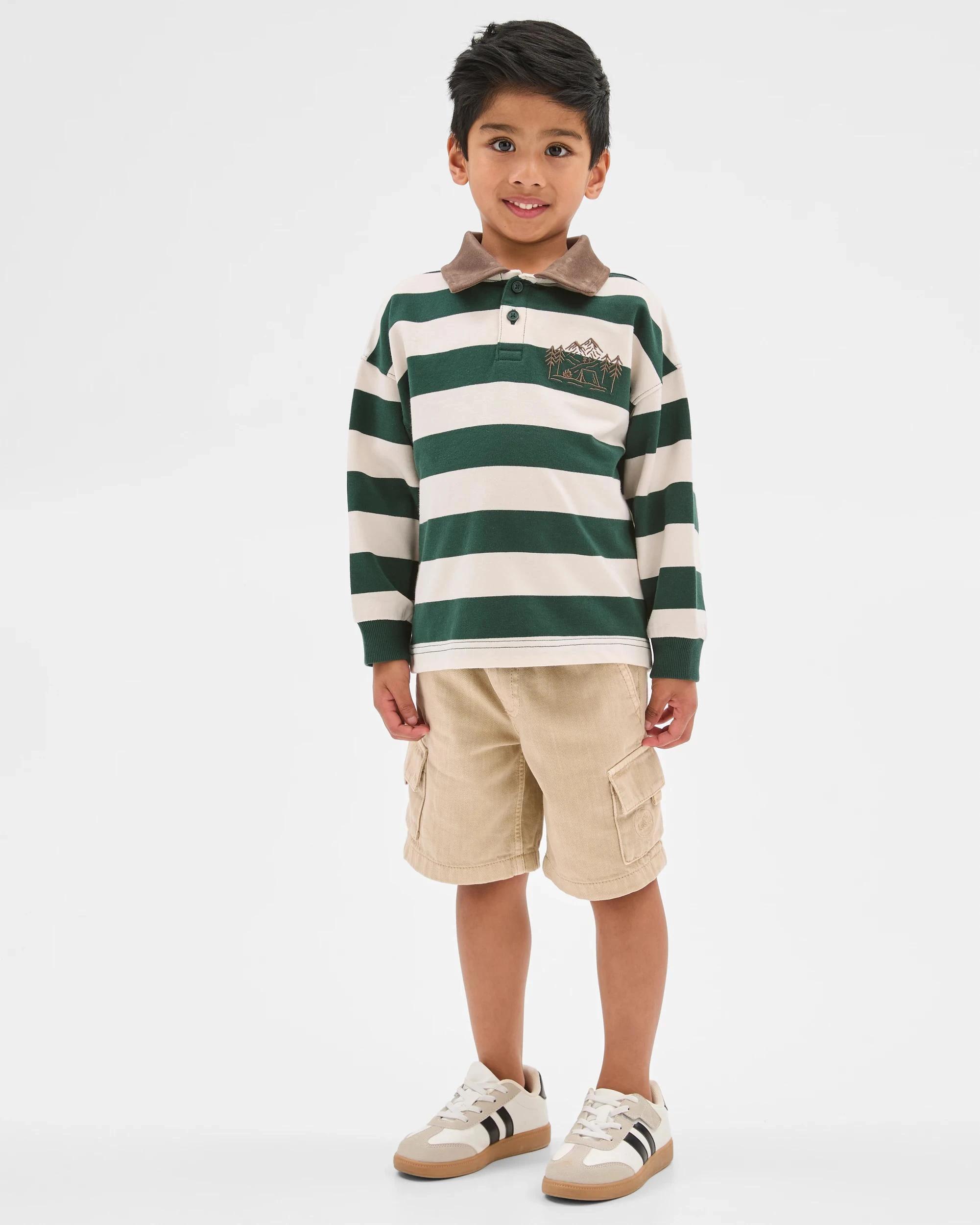 3 Target Kids Australian Cotton Rugby Top GREEN STRIPE, 3 of 8