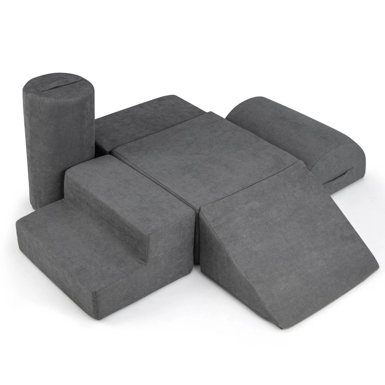 1 Costway 6pcs Soft Foam Blocks Climb Playset Building Block - Grey, 1 of 2