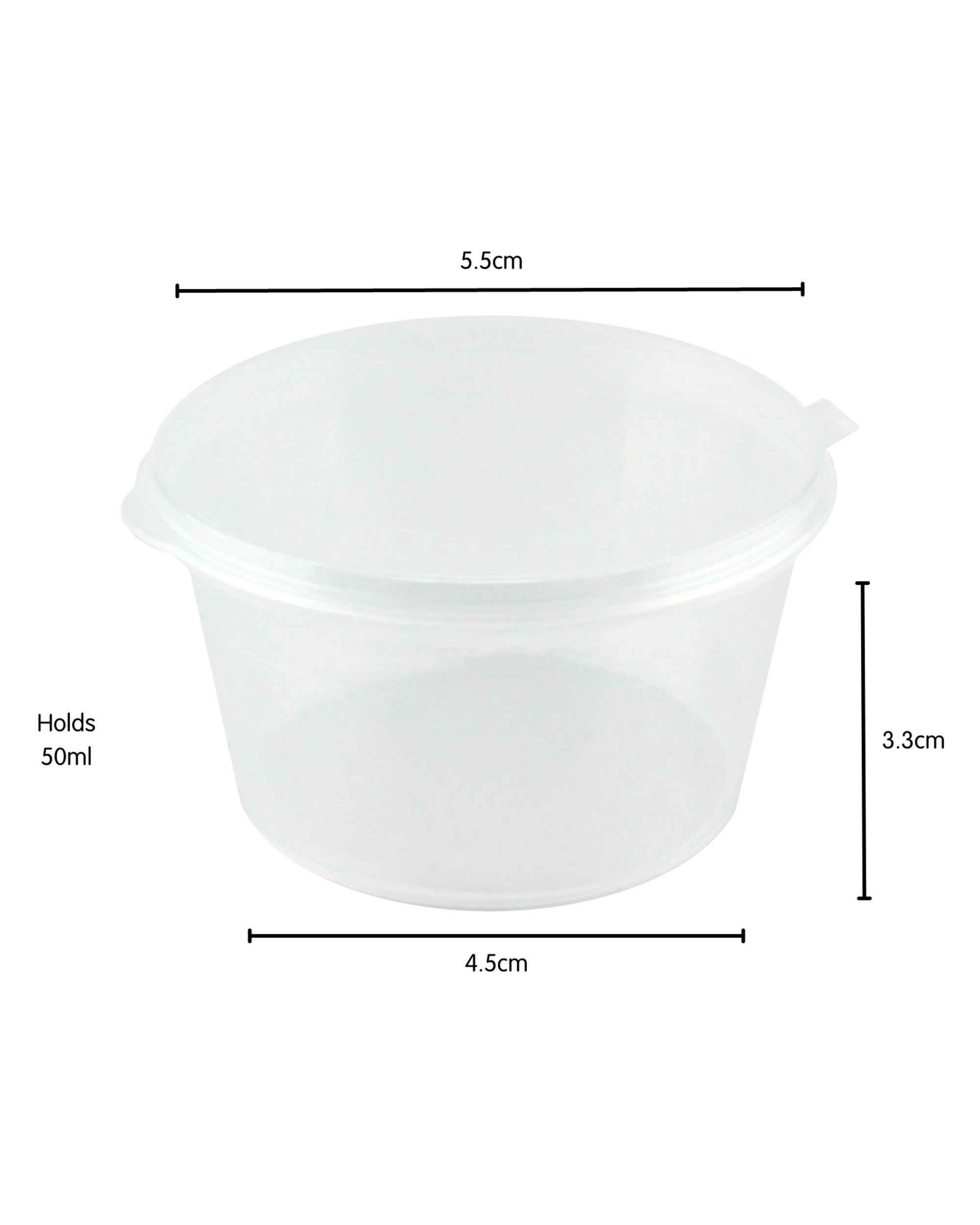 2 Spice Kitchen Sauce Containers with Hinged Lids 50ml Pack of 20 - Clear, 2 of 3