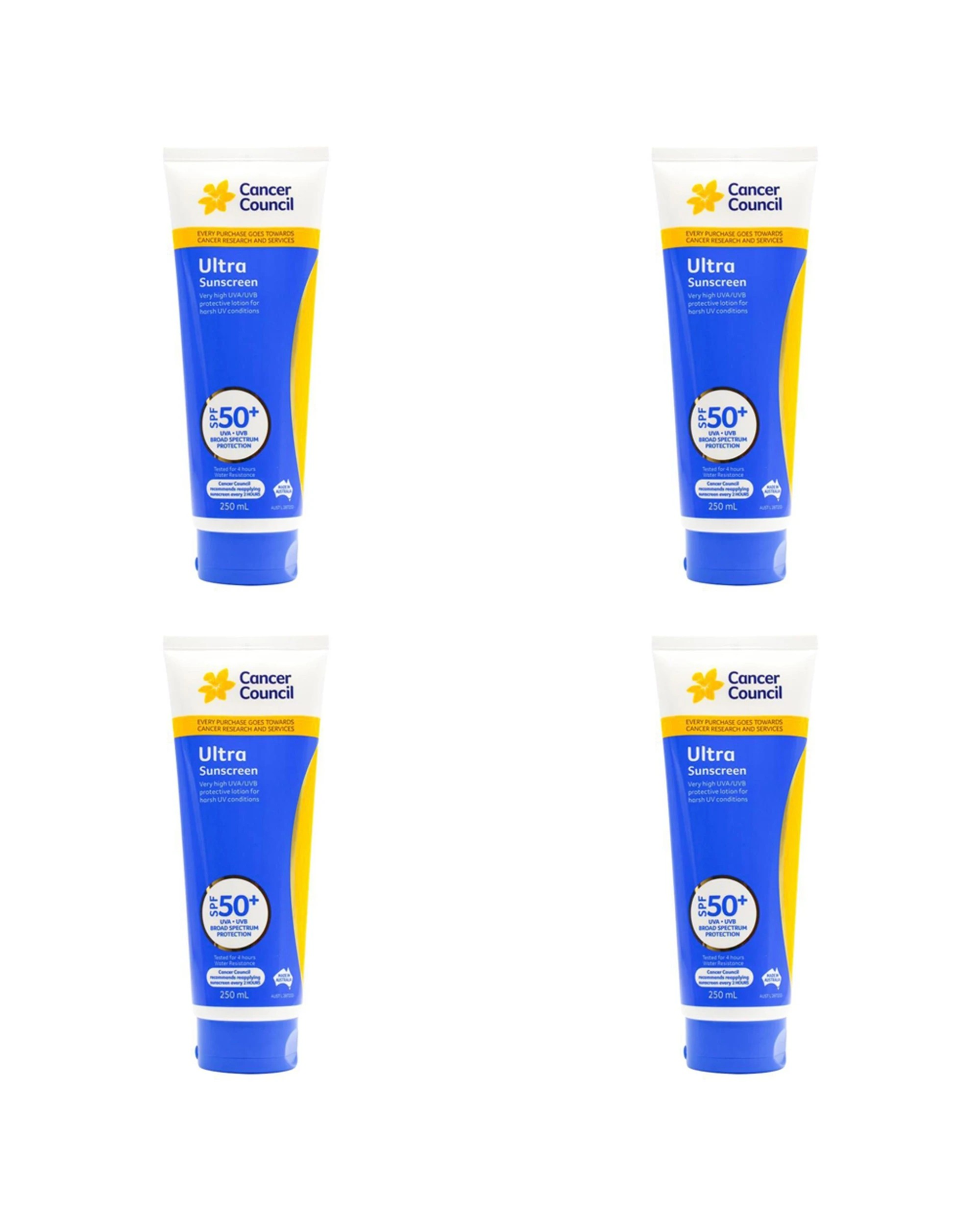 1 Cancer Council 4PK Ultra Sunscreen Body Lotion SPF50 250ml - Multi, 1 of 4