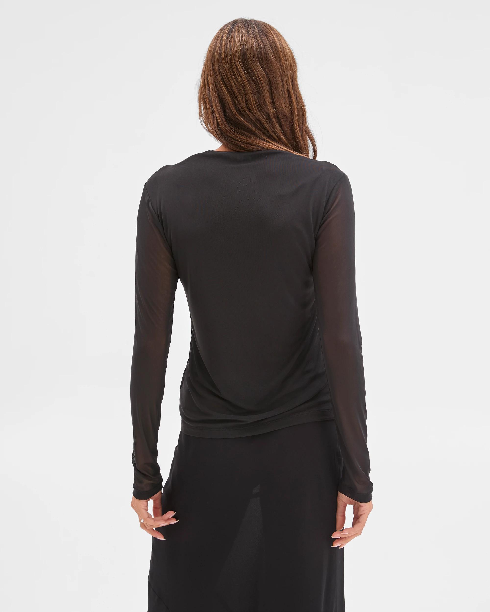 6 Lily Loves High Neck Long Sleeve Mesh Top BLACK, 6 of 6