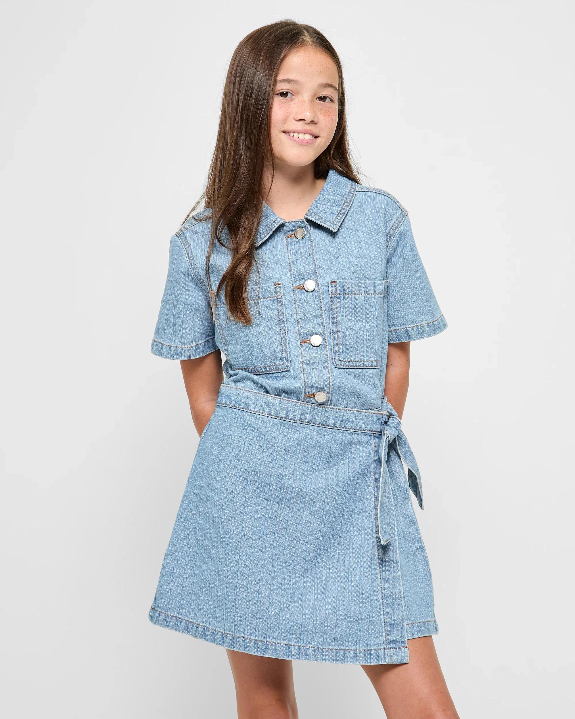 1 Target Denim Textured Denim Dress BLUE, 1 of 5