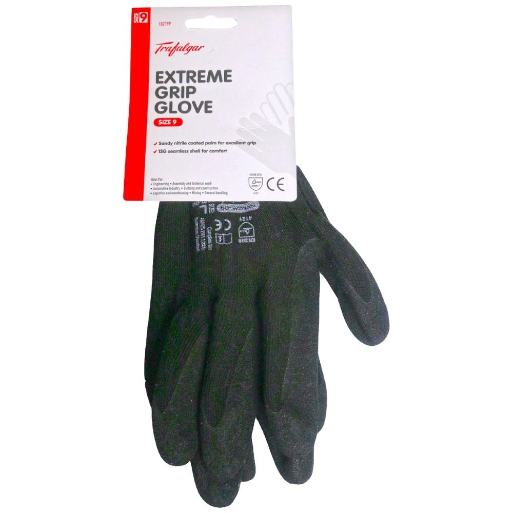 1 Trafalgar Extreme Grip Hi-vis Gloves Size 9, 1 of 2