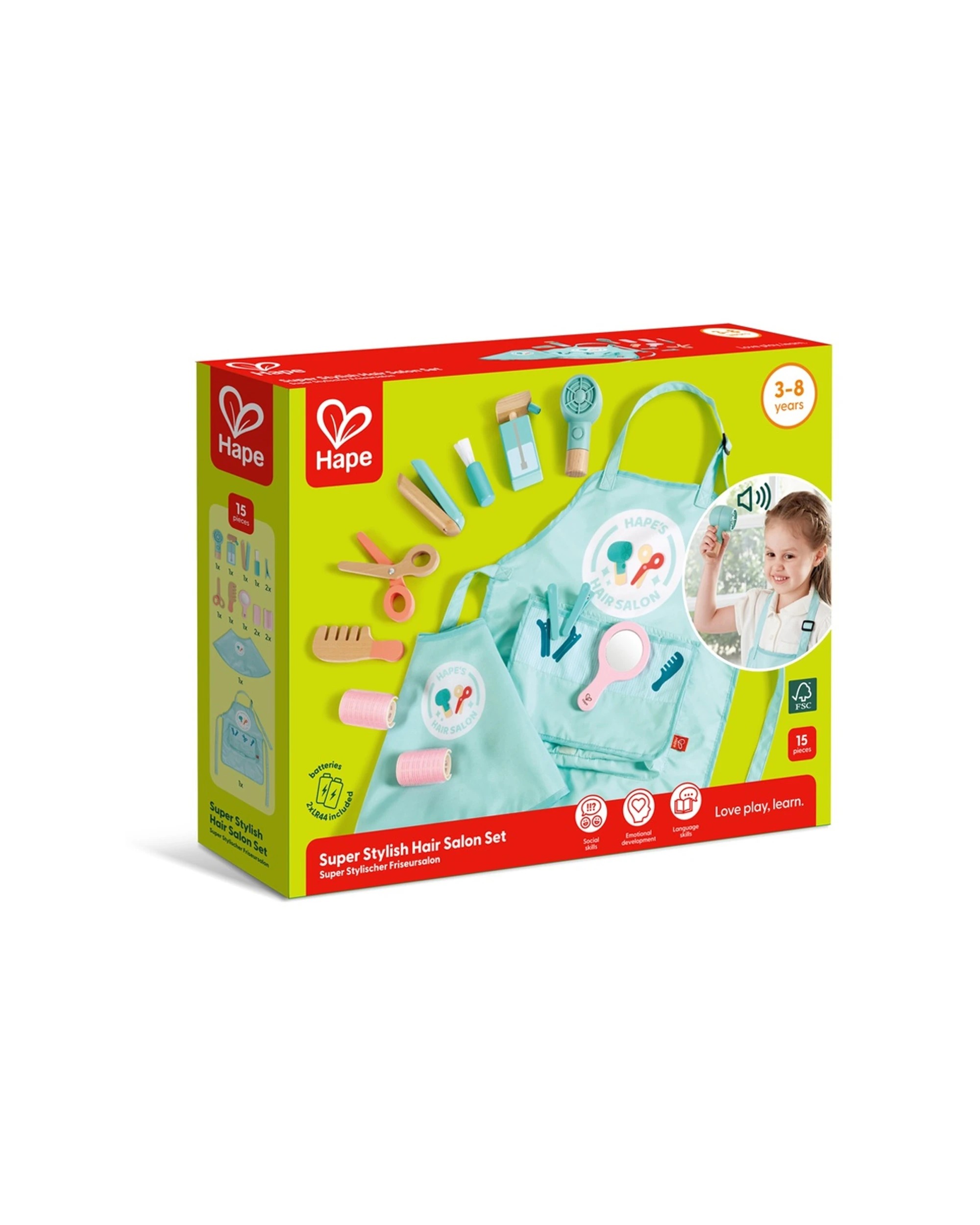 2 Hape Super Stylish Hair Salon Set With Tools Apron Activity - Multi, 2 of 4