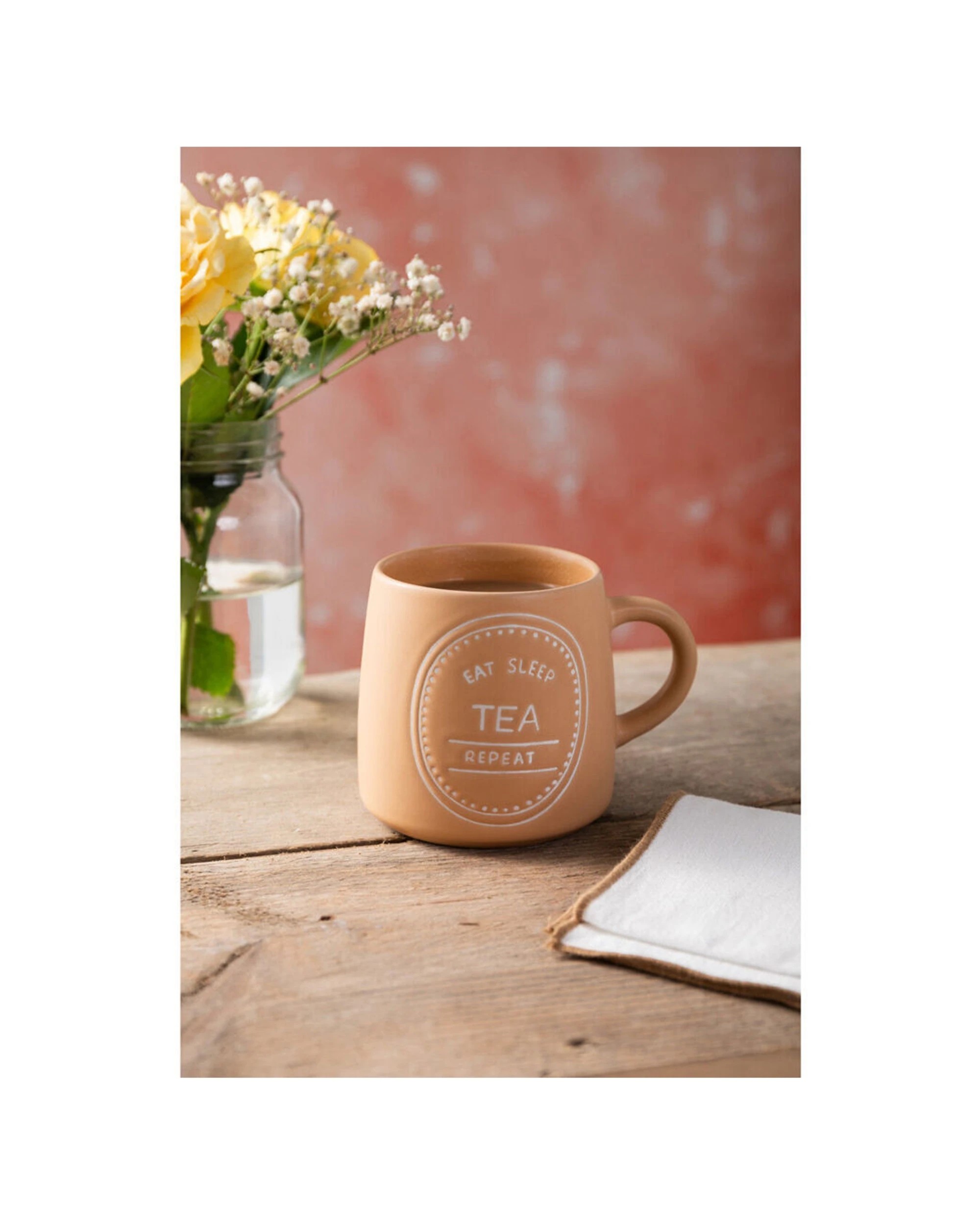 6 Mikasa 4PK Eat Sleep Tea Repeat Coffee Mug Cup Stoneware 400ml - Orange, 6 of 7