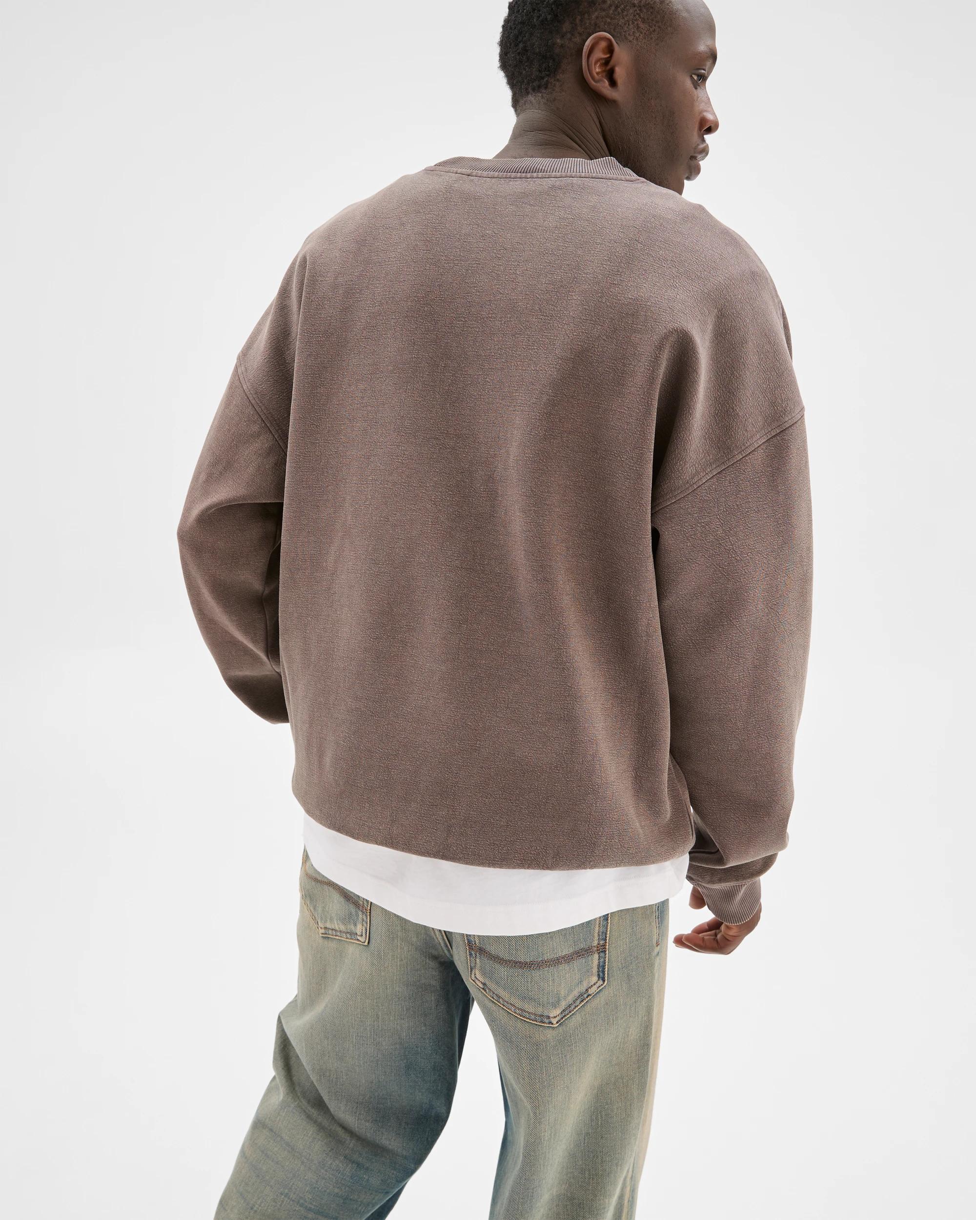 6 Commons Australian Cotton Blend Oversized Heavyweight Fleece Crew Jumper CHOCOLATE BROWN, 6 of 6