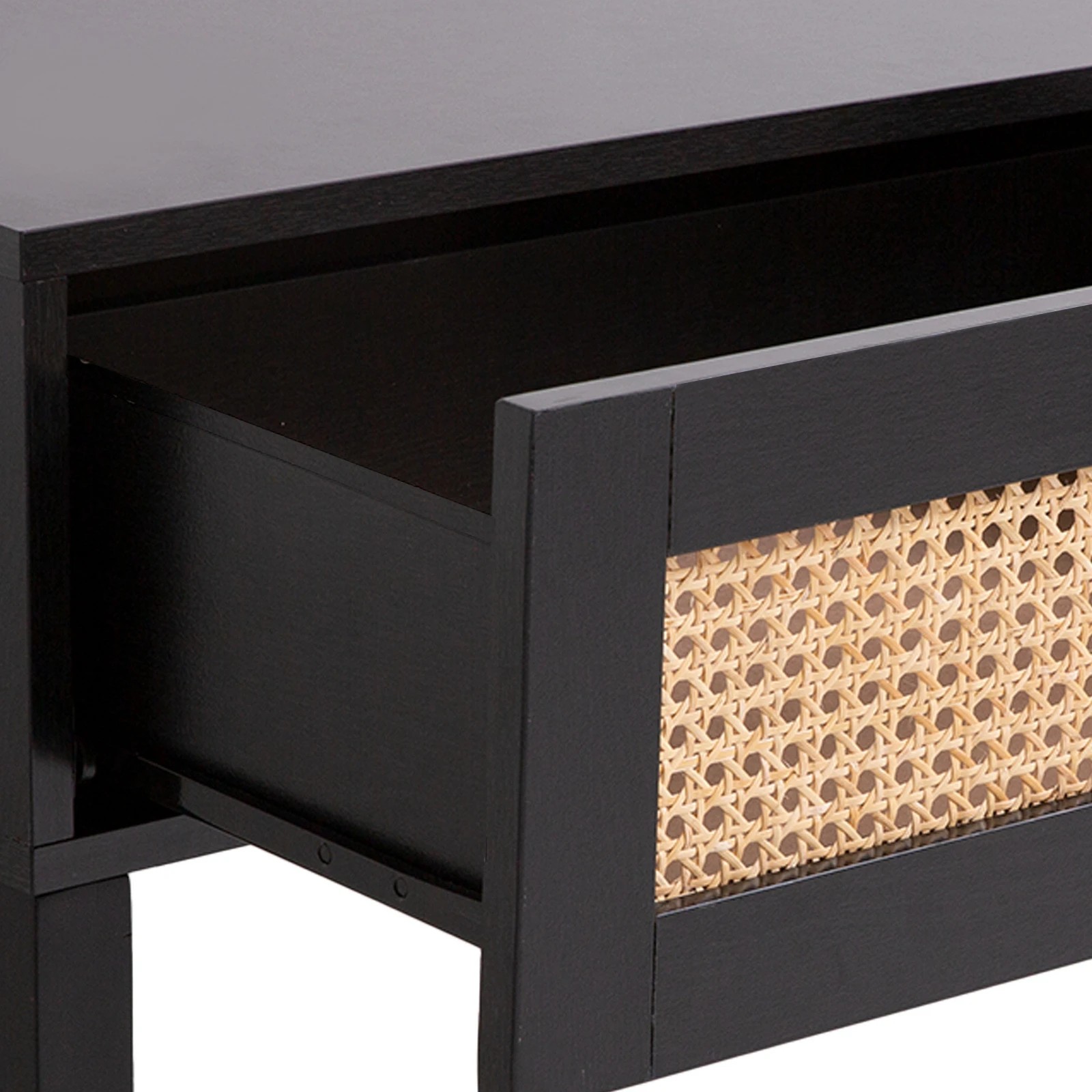 6 Casa Decor Tulum Rattan Console Table Entry Table Storage Hallway Wood - Black - Black, 6 of 8