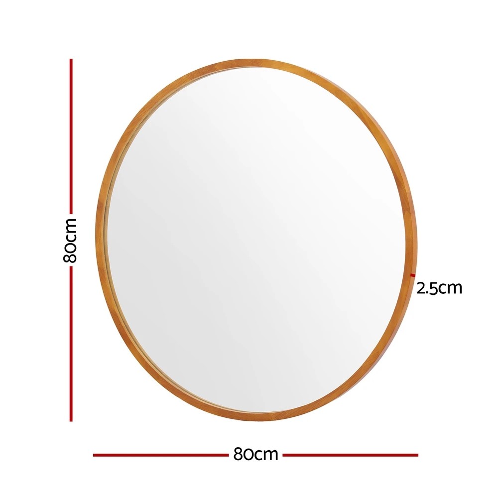 2 Embellir Wall Mirror Wooden Makeup 80cm - Brown, 2 of 5