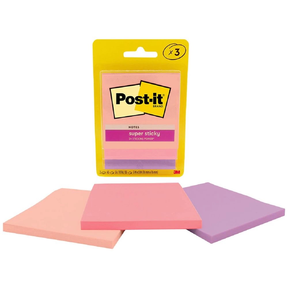3 Post-it Super Sticky Notes 76 x 76 mm Flamingo 3 Pack, 3 of 7
