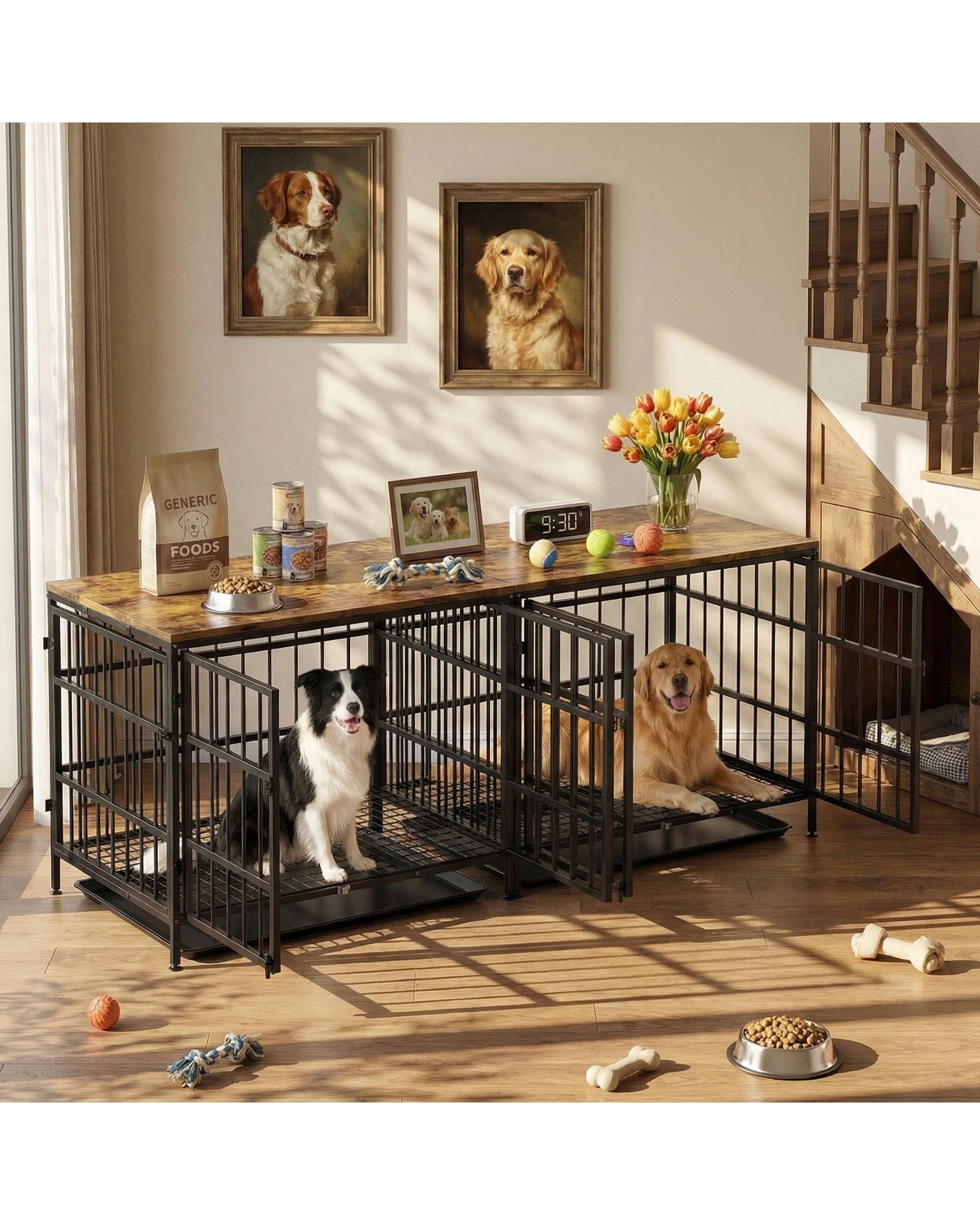 2 Advwin Dog Crate Furniture Heavy Duty Dog Cage TV Stand, 2 of 9