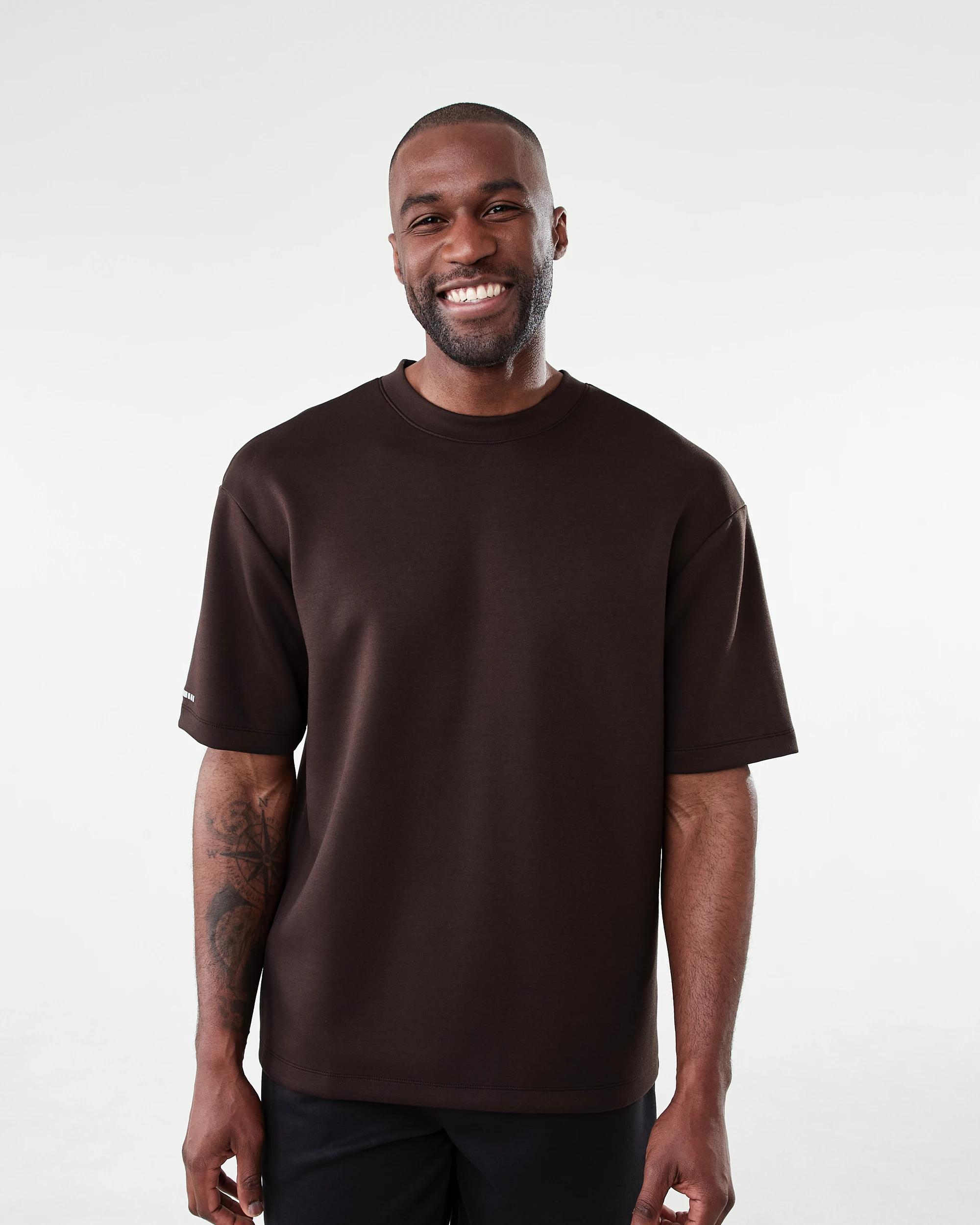 1 Active Mens Oversized Scuba T-shirt Brn Maogny, 1 of 6