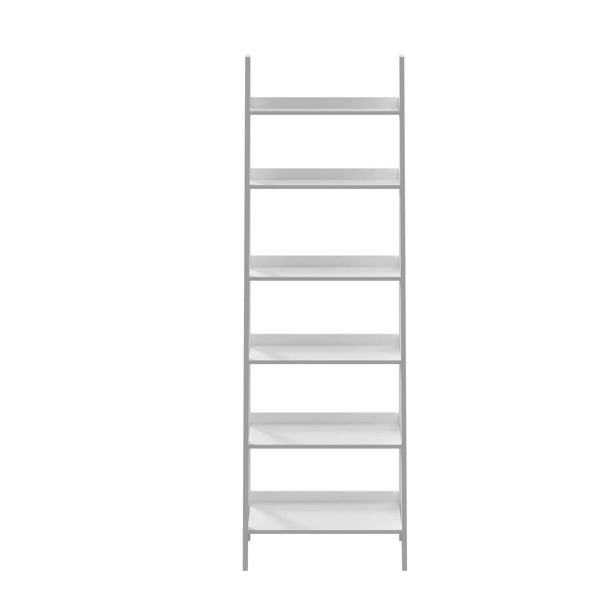 6 Oikiture Bookshelf 6 Tier Corner Ladder Shelf Home Storage Display Rack
 - White, 6 of 9