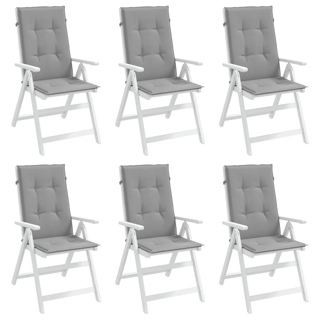 2 vidaXL Garden Highback Chair Cushions 6 Pcs Fabric - Grey, 2 of 7