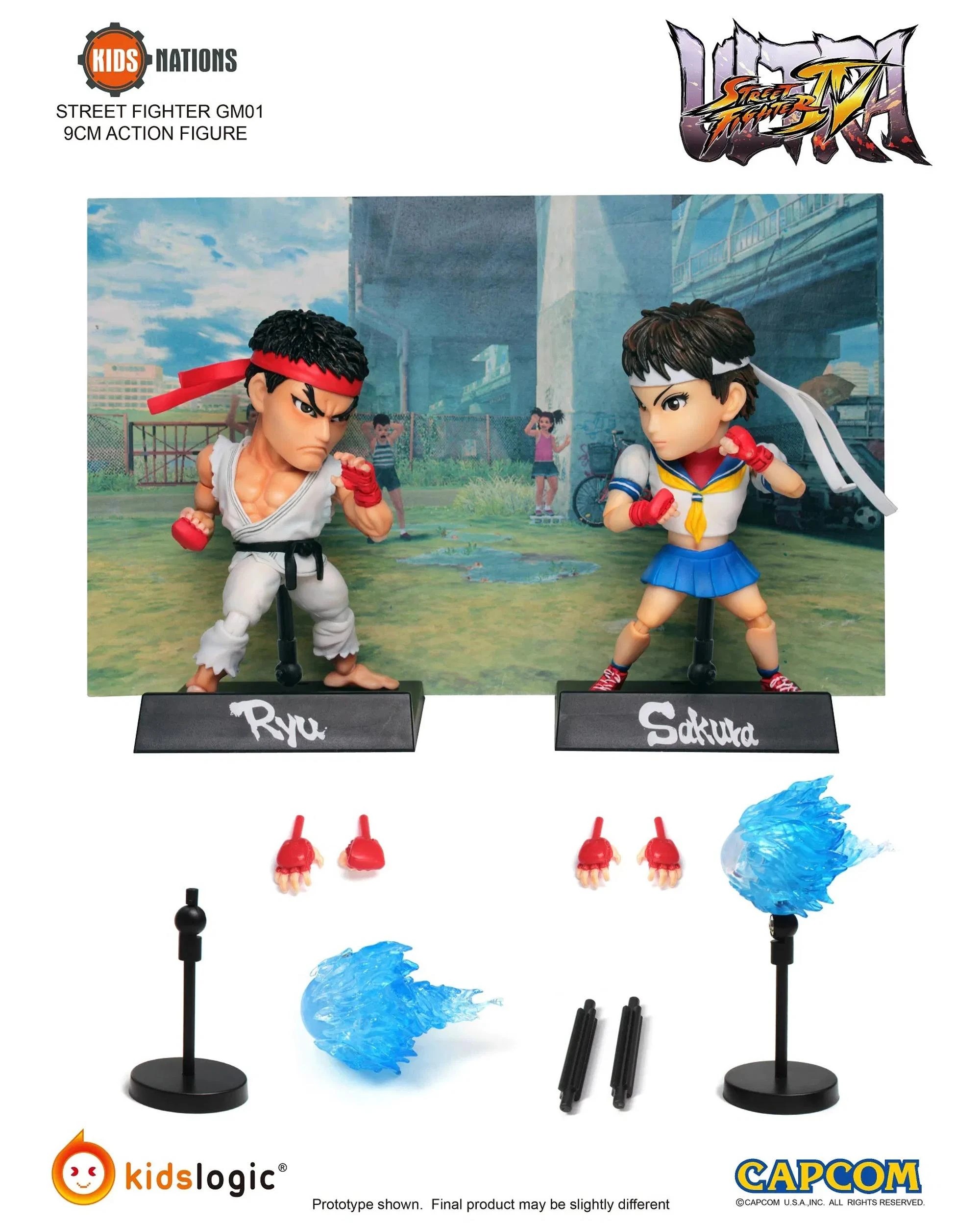 2 Kids Nations Street Fighter GM01 Ryu vs Sakura Action Figure Set, 2 of 10