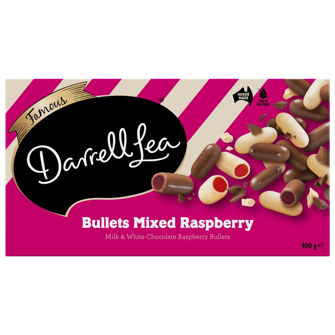 1 Famous Darrell Lea Mixed Raspberry Bullets 400g, 1 of 1