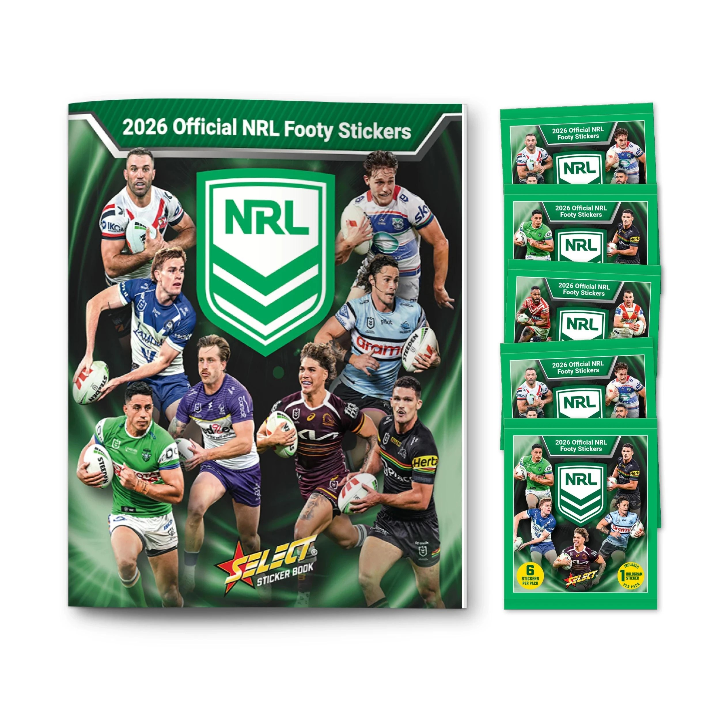 1 2026 Official NRL Footy Stickers Book Bundle - Green, 1 of 5