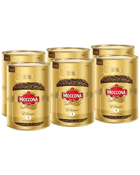 Moccona Classic Medium Roast Coffee 500g Tin 6 Pack