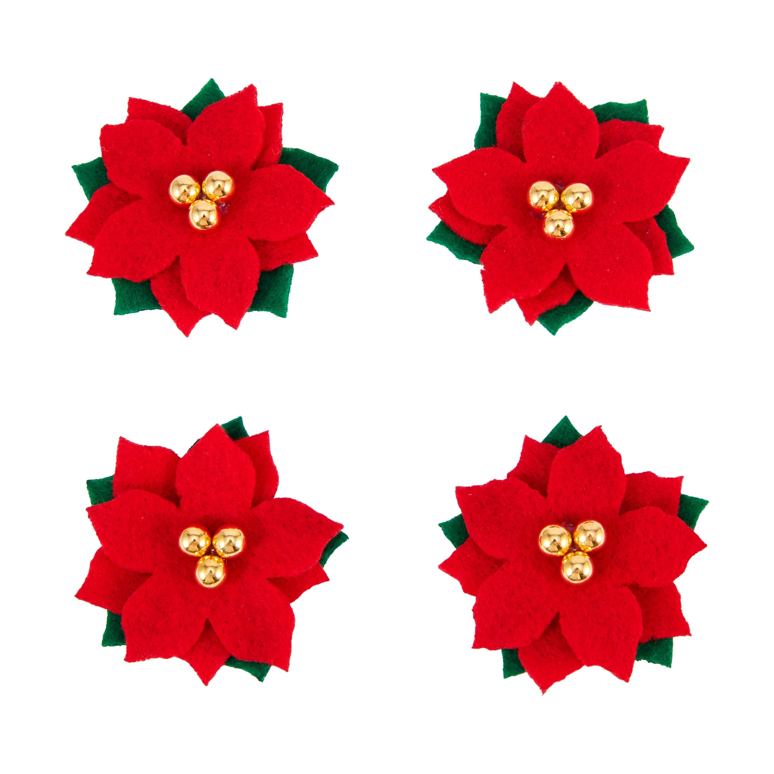 2 4 Piece Christmas Craft Poinsettia Flowers, 2 of 4