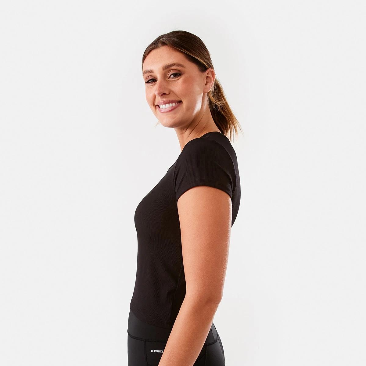 2 Active Womens Rib T-shirt Black, 2 of 6