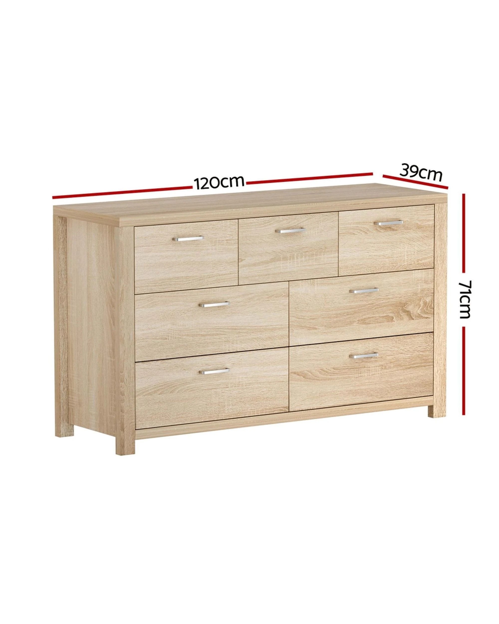 2 Artiss 7 Chest of Drawers - Natural, 2 of 8