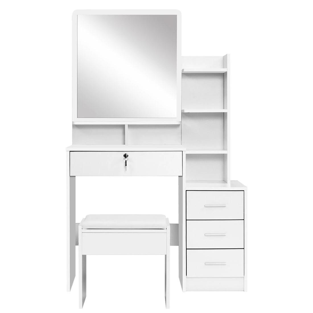 5 Artiss Dressing Table Stool Set 4 Drawers Vanity Mirror Stool Set Makeup Storage Drawers Easy Assembly
 - white, 5 of 8
