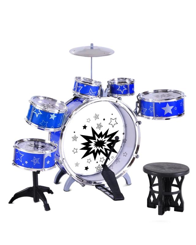 Keezi Kids Drum Kit Set Pretend Play Junior Drums Musical Toys Childrens 11pcs - 