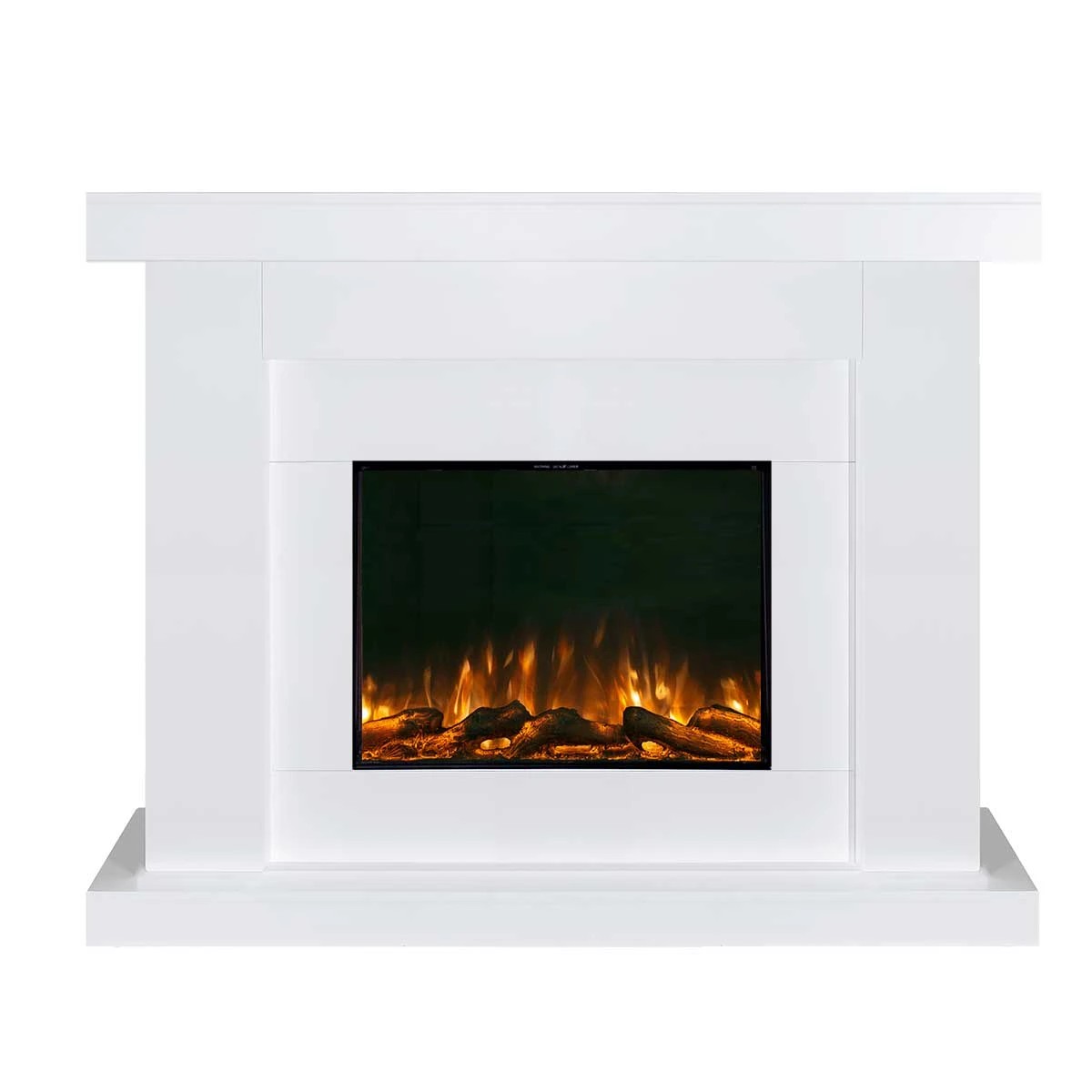 1 Moda Living Aristo 28 inch Electric Fireplace Heater with White Mantel Suite - White, 1 of 10