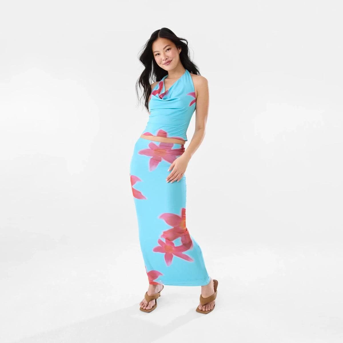 2 Mesh Maxi Skirt HOT TROP CLEAR AQUA, 2 of 8