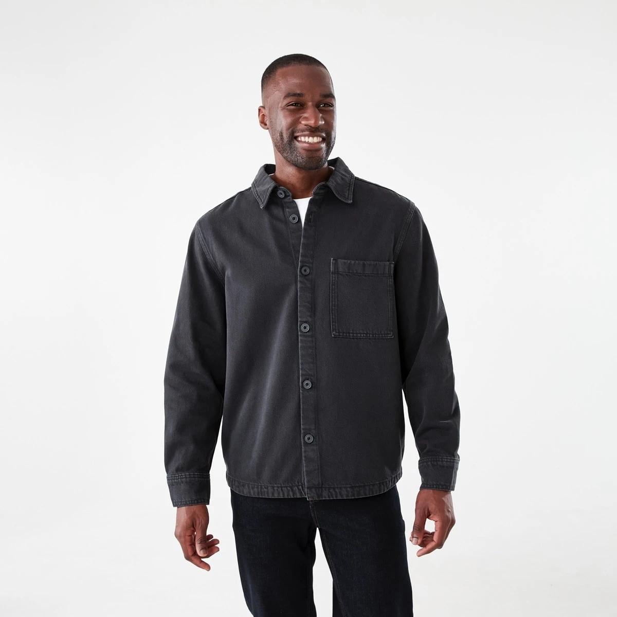 2 Long Sleeve Denim Overshirt WASHED BLACK, 2 of 7