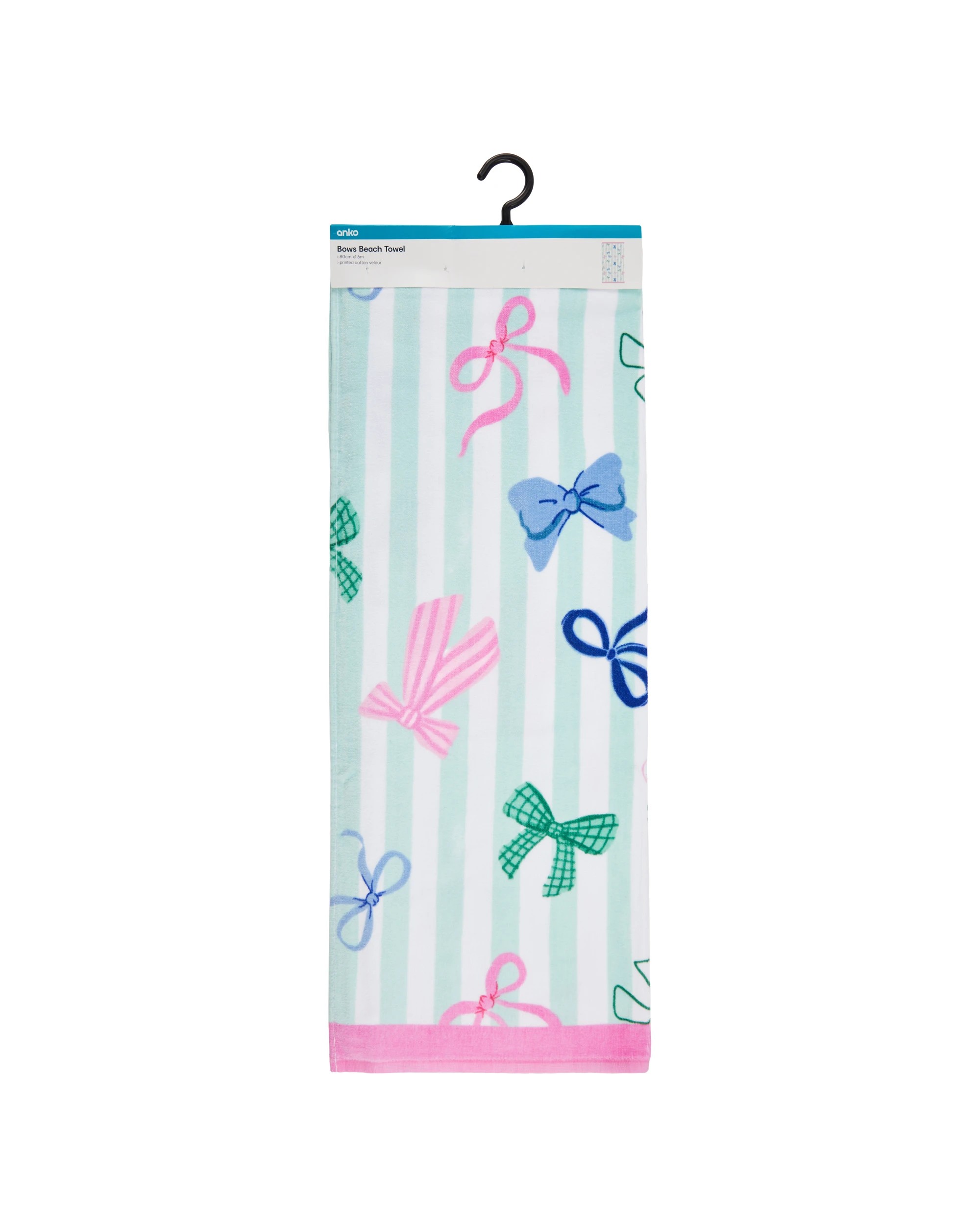 6 Cotton Velour Beach Towel - Bows, 6 of 6