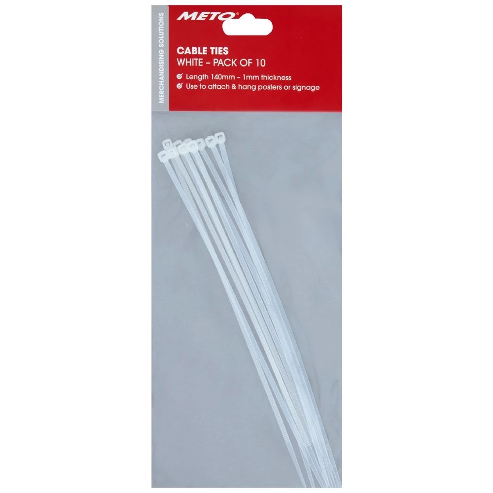 1 Meto Cable Ties Clear 10 Pack, 1 of 2