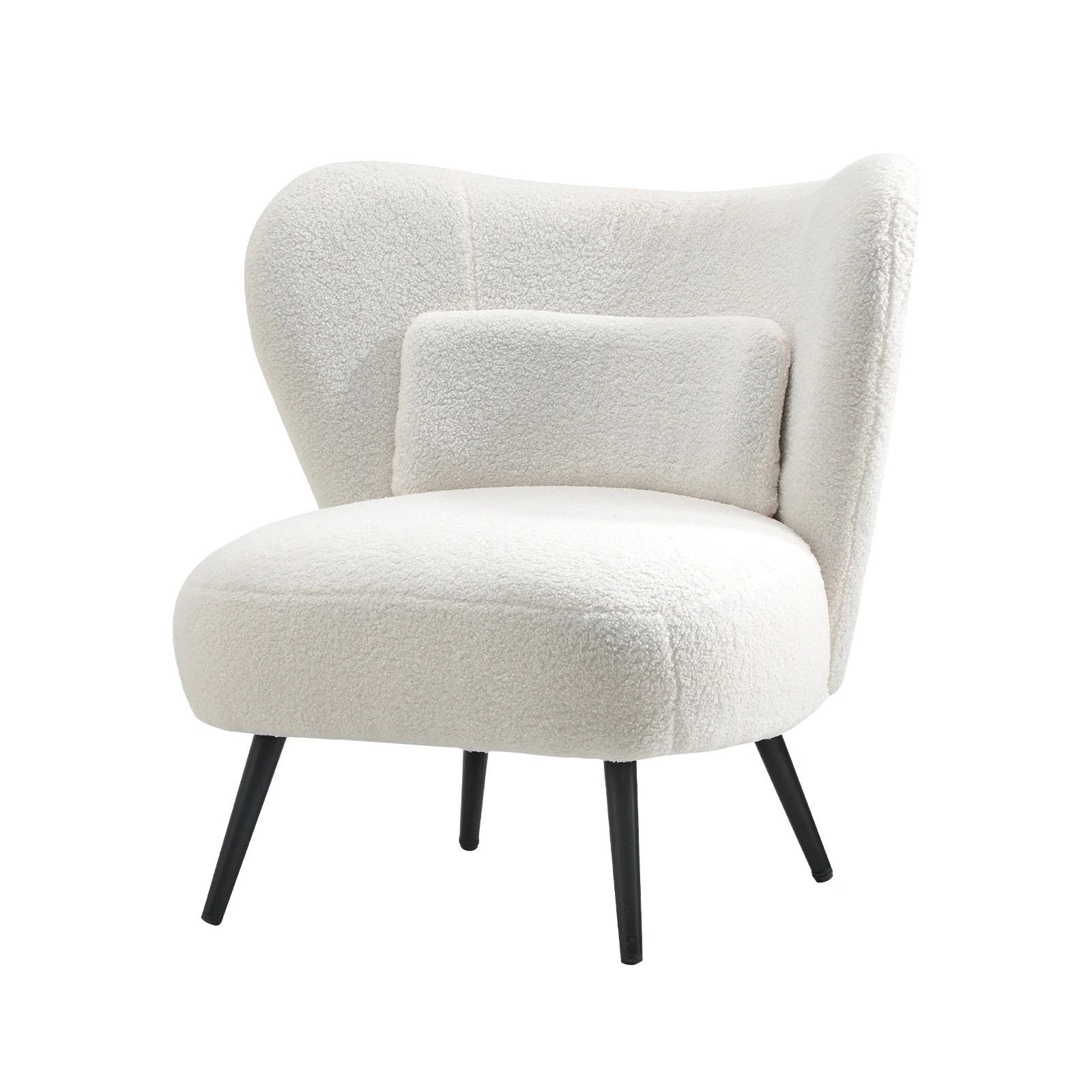 1 Oikiture Armchair Lounge Chair With Lumbar Pillow Wingback Boucle
 - White, 1 of 10