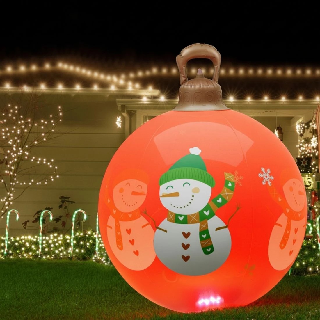 1 Jingle Jollys Christmas Inflatable Ball 60cm Illuminated Led Snowman Xmas Decor Durable Space Saving Modern Decor - Red, 1 of 7