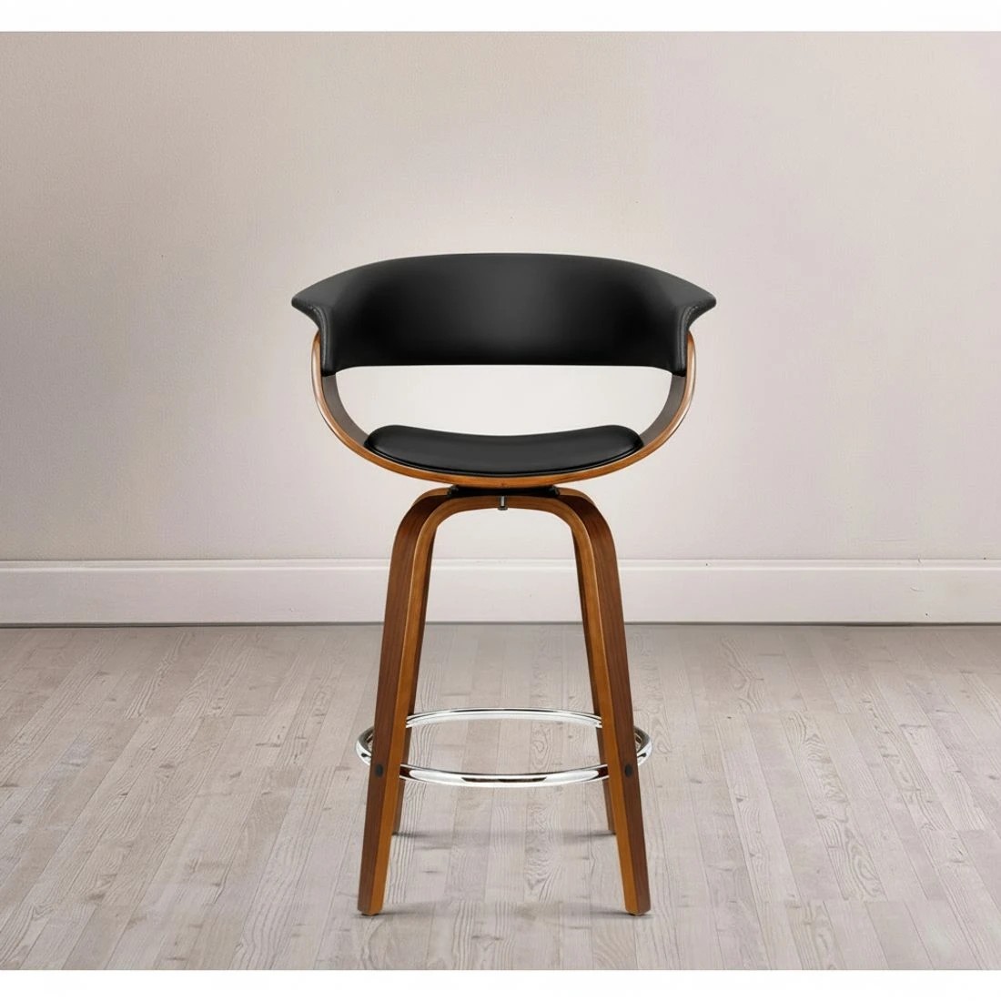 6 Artiss 4x Bar Stools Swivel PU Seat Wooden - Black, 6 of 7