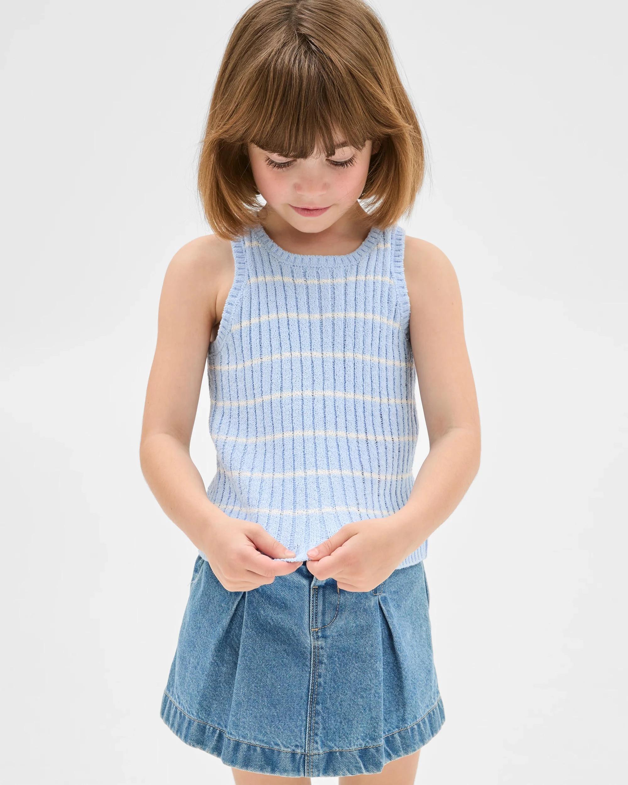 3 Target Australian Cotton Blend Younger Girls Knit Tank BLUE / STRIPE, 3 of 6