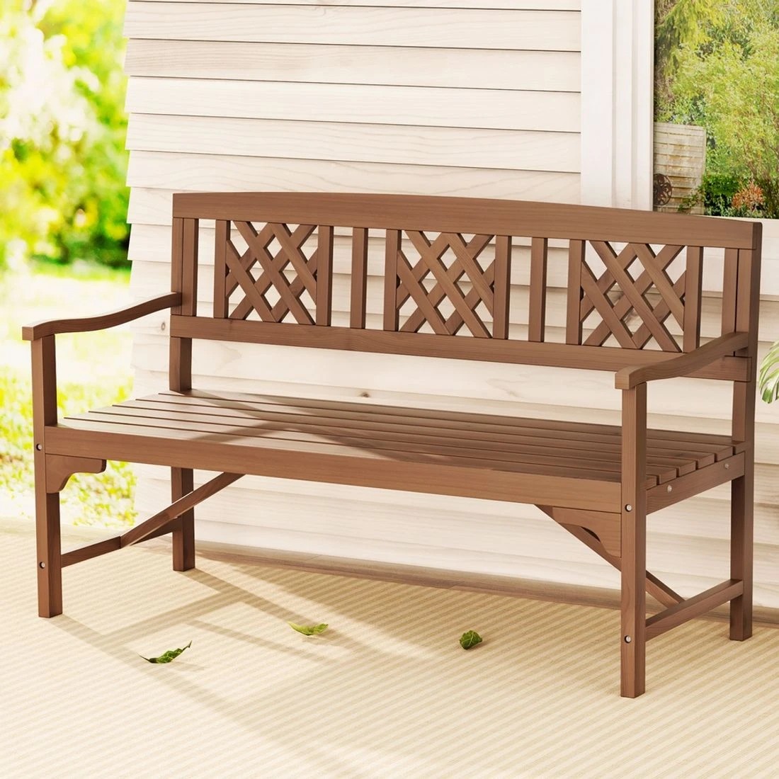 3 Gardeon Outdoor Garden Bench Wooden Chair 3 Seat Patio Furniture Lounge - Natural, 3 of 6
