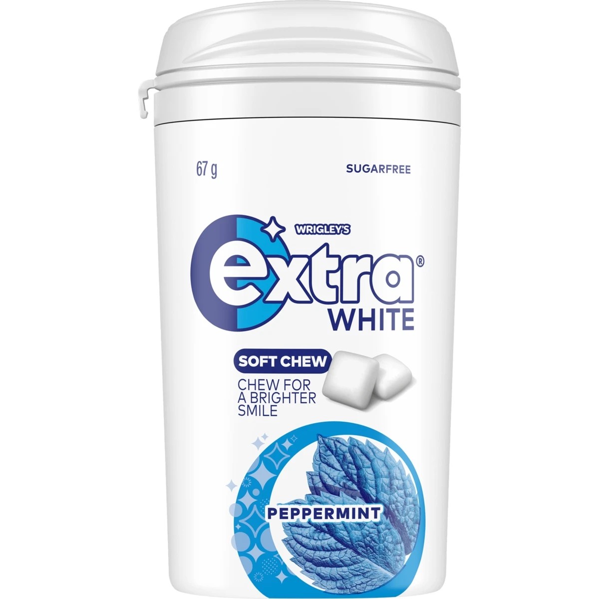 1 Wrigley's Extra White Peppermint Soft Chew Gum Bottle 67g, 1 of 6