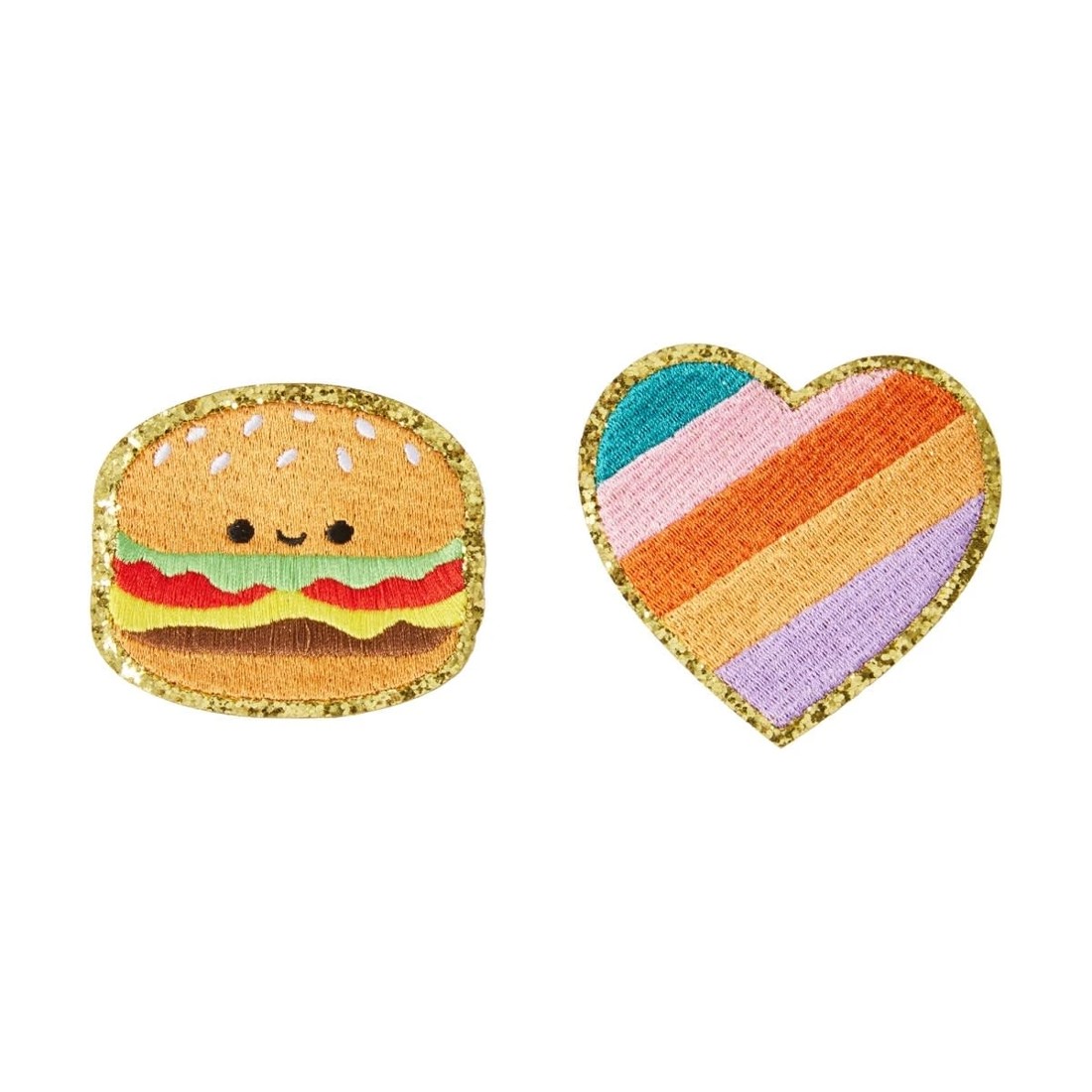 2 2 Piece Iron-On Patches - Novelty Burger and Heart, 2 of 3
