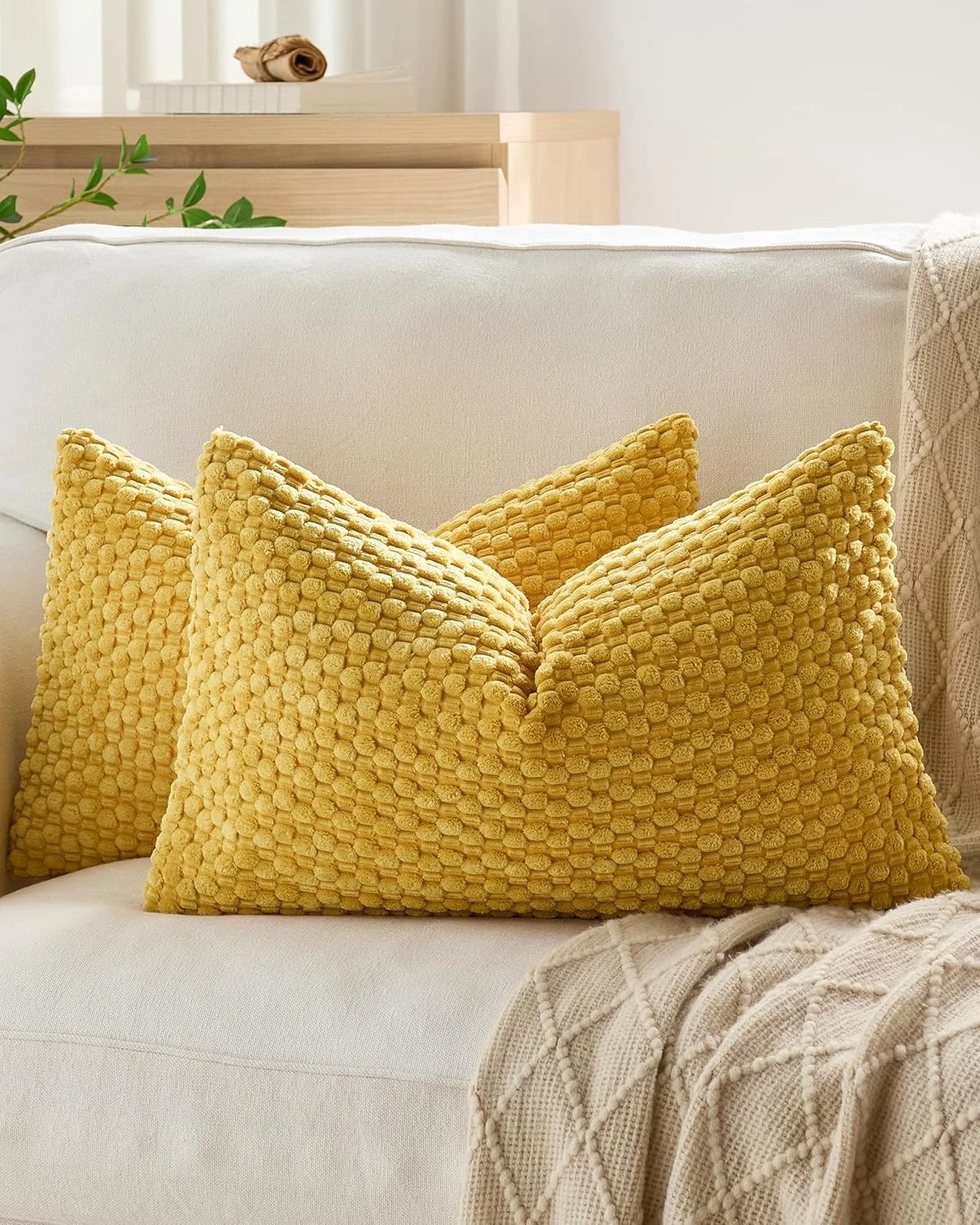 1 Gioia Casa 2-Pack Bubble Corn Cushion Covers 30cm x 50cm - Mustard, 1 of 4