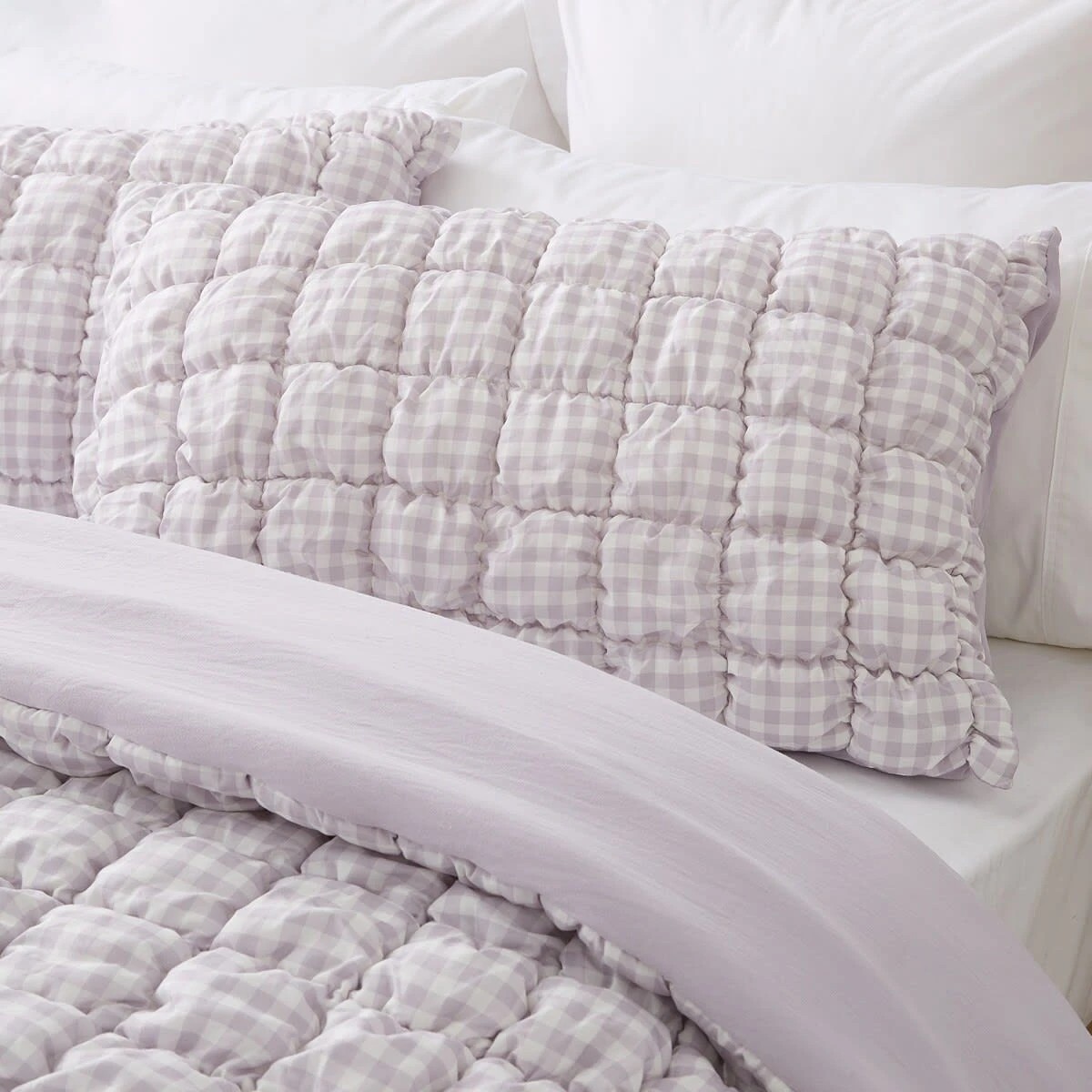 2 Quilted Puff Comforter Set - Queen Bed, Lilac, 2 of 6