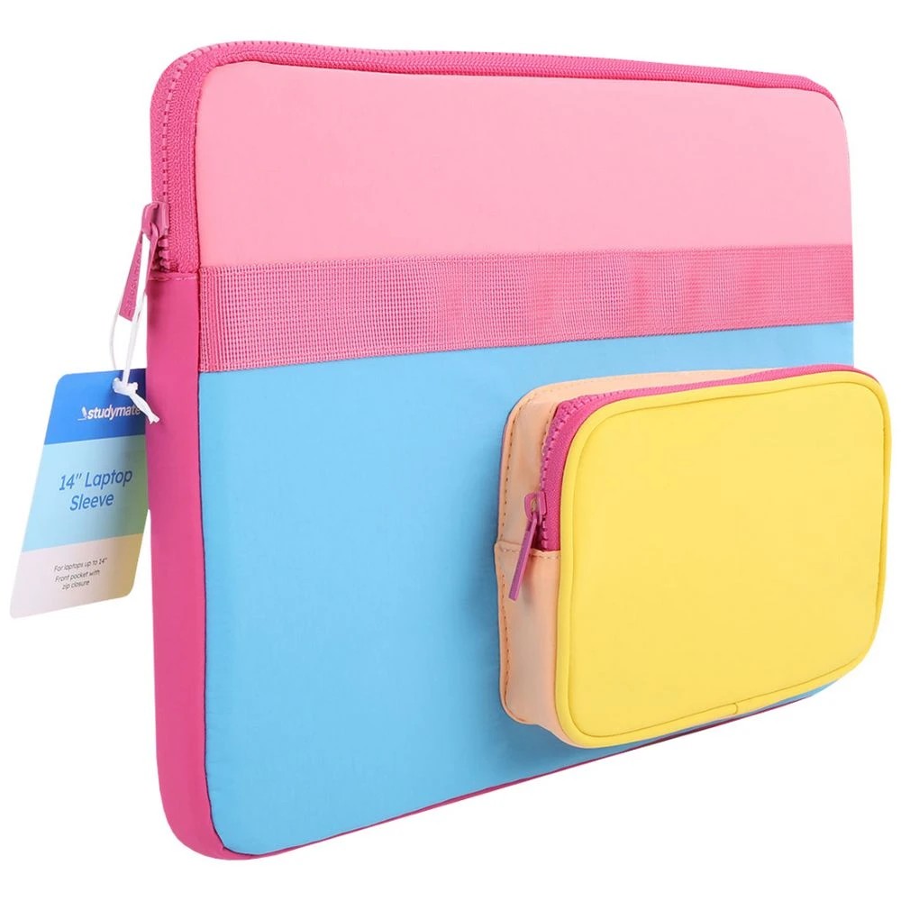 2 Studymate 14" Colourblock Laptop Sleeve Pink, 2 of 4
