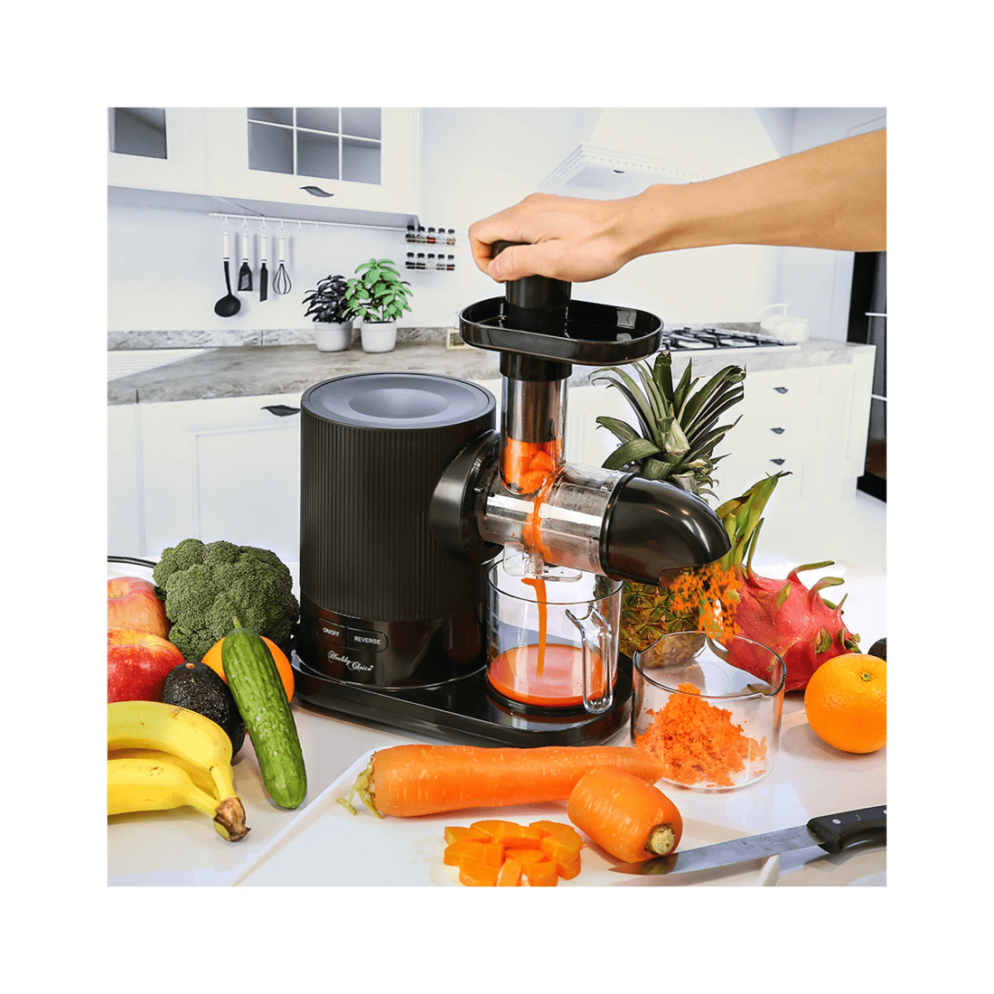 8 Lennox 36.5cm Cold Press Slow Juicer/fruit/juice Healthy Drink Maker 150w - Black, 8 of 9