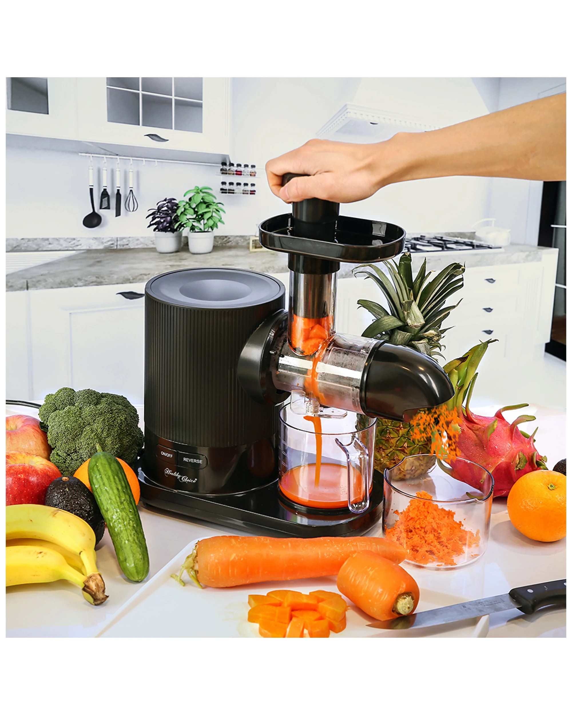 8 Lennox 36.5cm Cold Press Slow Juicer/fruit/juice Healthy Drink Maker 150w - Black, 8 of 9