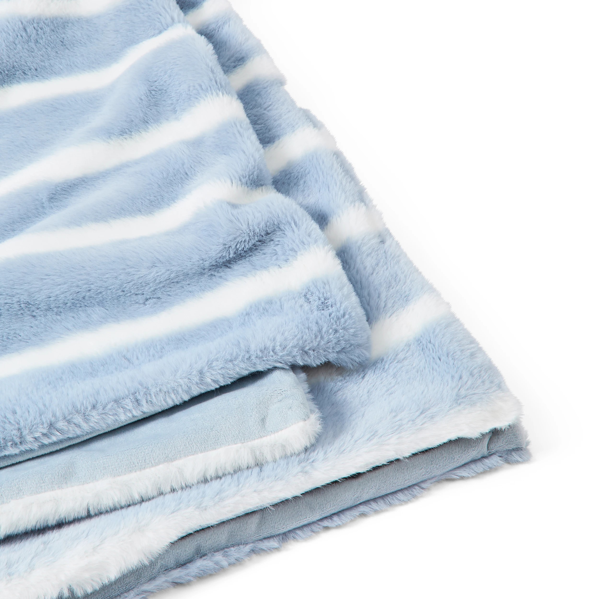 5 Stripe Faux Fur Throw - Blue, 5 of 6