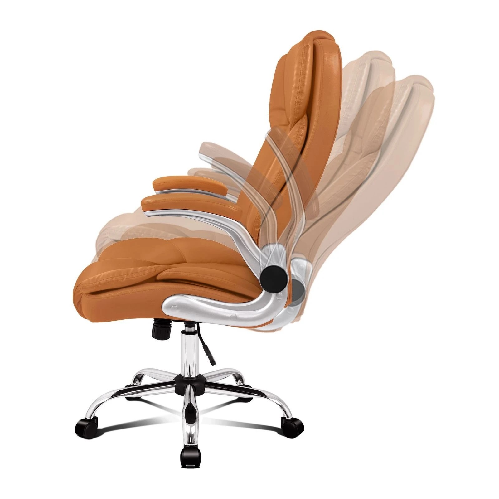 7 Alfordson Office Chair Executive Computer Gaming Racer PU Leather Work Seat - Brown, 7 of 10